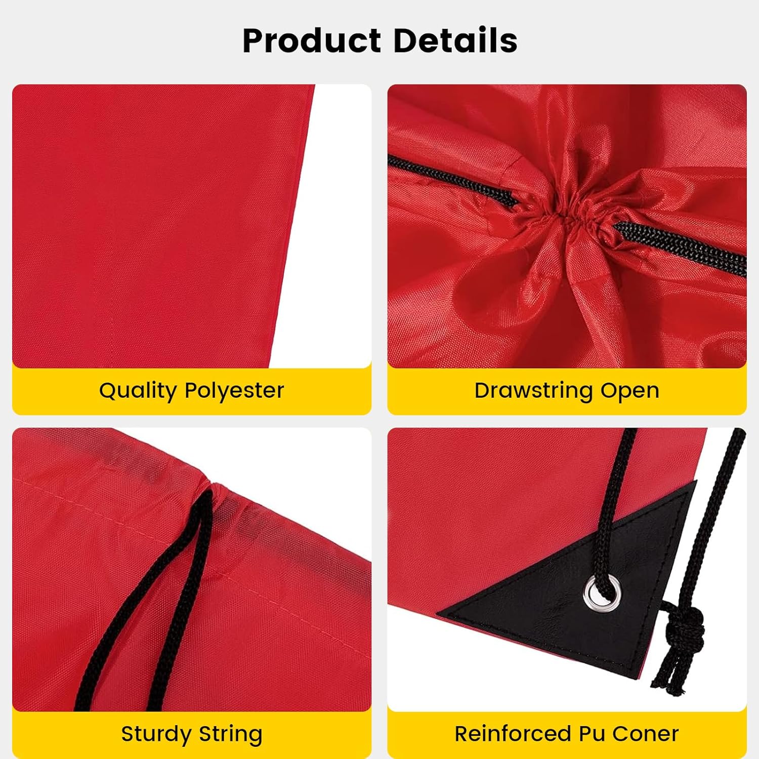 Vorspack 100 Pcs Drawstring Bags Bulk - Lightweight Drawstring Backpack, Cinch Bag for Party Sport Gym Trip Gift - Red