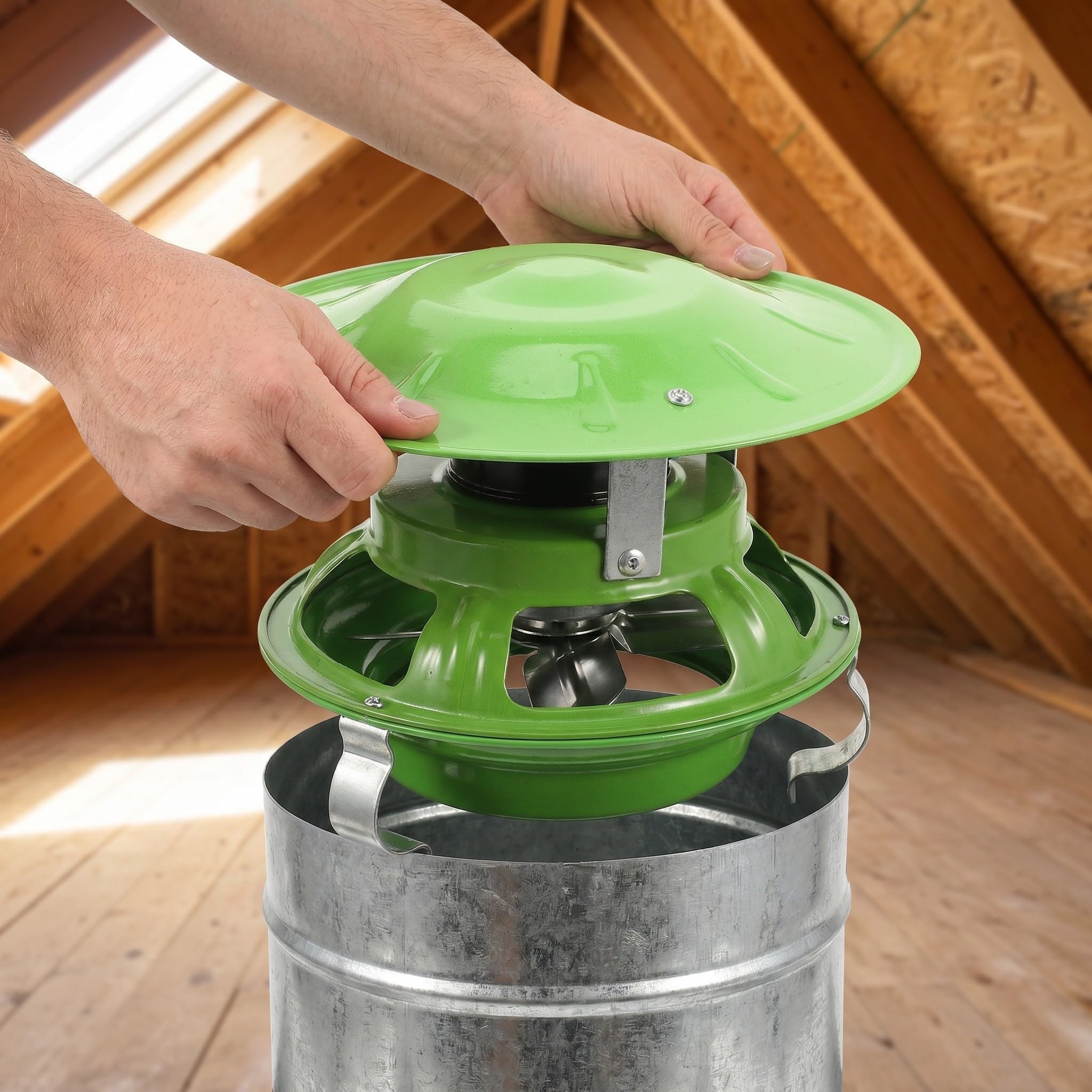 Ventilatore Tiraggio Indotto per Stufa, Ferro, Apertura 13cm, Verde