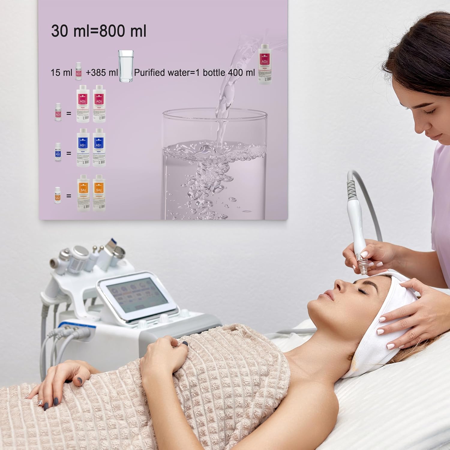 Water Peeling Aqua Peel Concentrated Solution Face cleansing and moisturizing 30ml/1.01oz Per Bottle Dilute to 800ml/27oz Solution Use AS1 SA2 AO3 3 Bottles Per Set Elitzia ETCCS123T