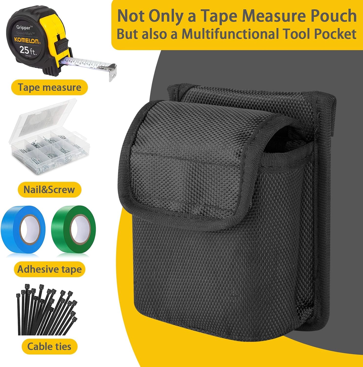 Portable and Secure Tape Measure Pouch with Belt Clip Keep Measuring Tools Handy and Protected for Electricians Carpent Electrician Tape Measure Holder