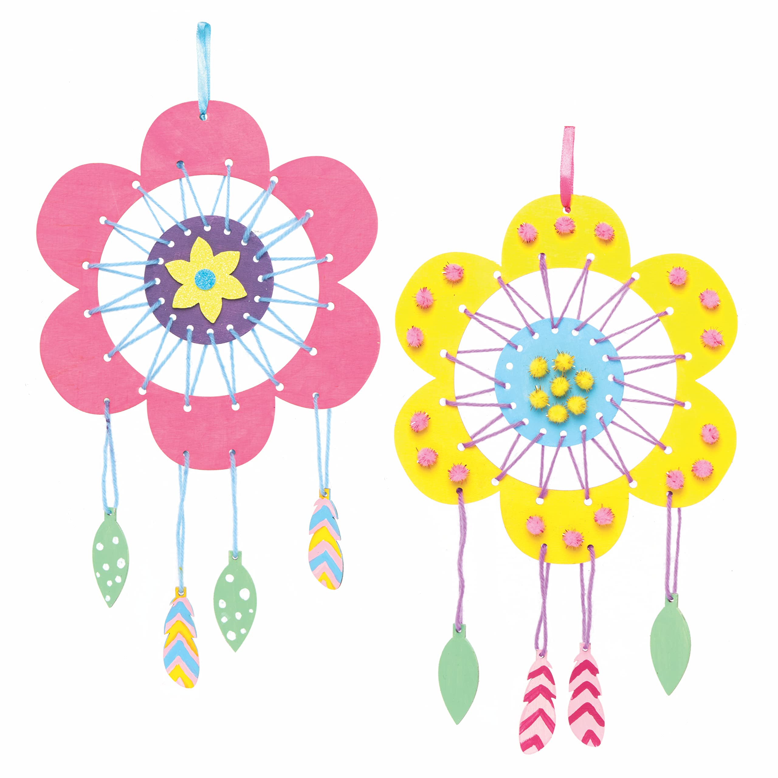 Baker Ross Herz Anhänger Web-Set - 8er Pack Bastelset Für Kinder | Einfaches Weben Für Anfänger | Ideal Für Valentinstag & Kindergeburtstage