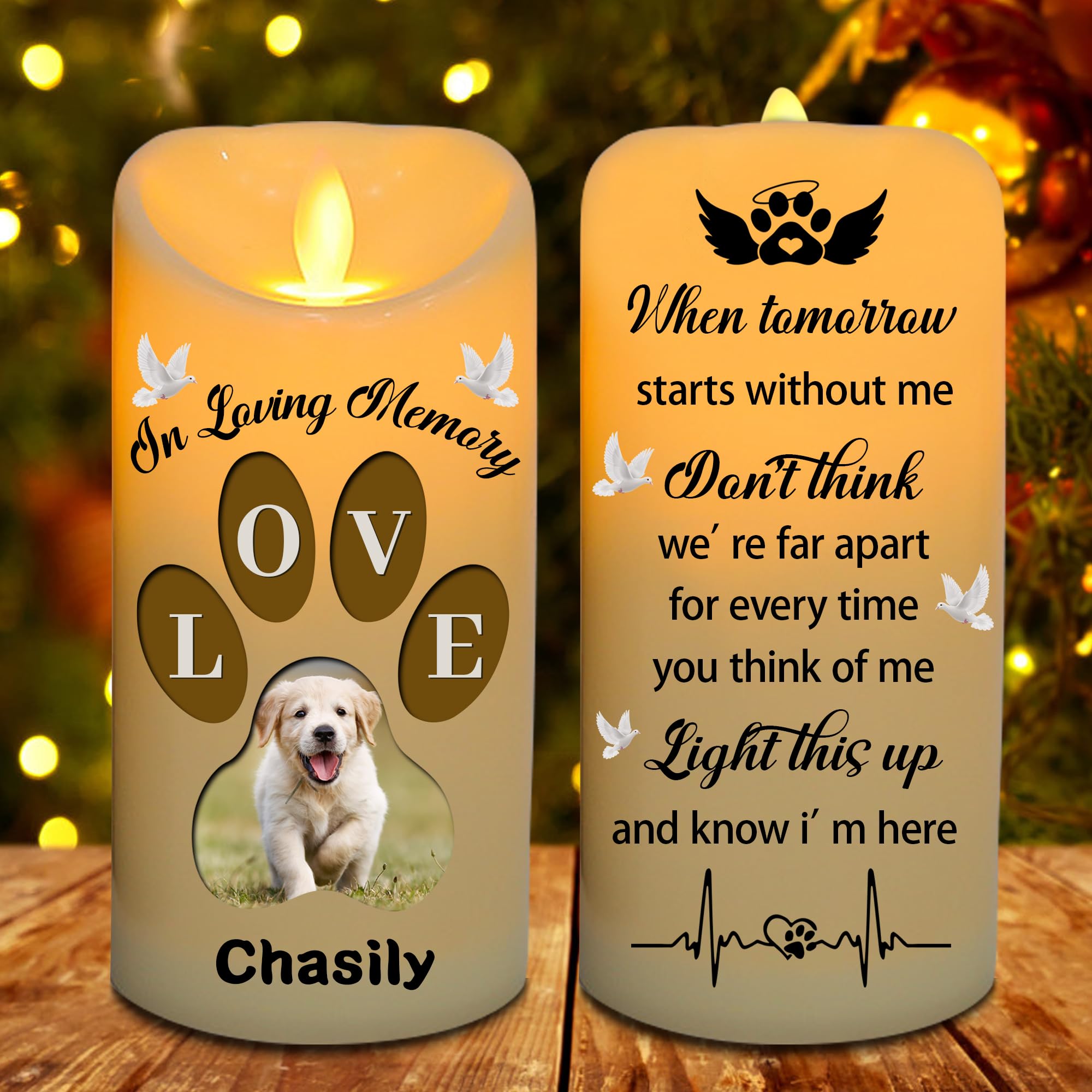 MHJUFGD Personalised Dog Memorial Candle Lamp Custom Name Light This Up and Know I'm Here Candle Decoration Memorial Gift for Loss of Dog Loss of Pet Sympathy Gifts for Dog Owners (Style 10)