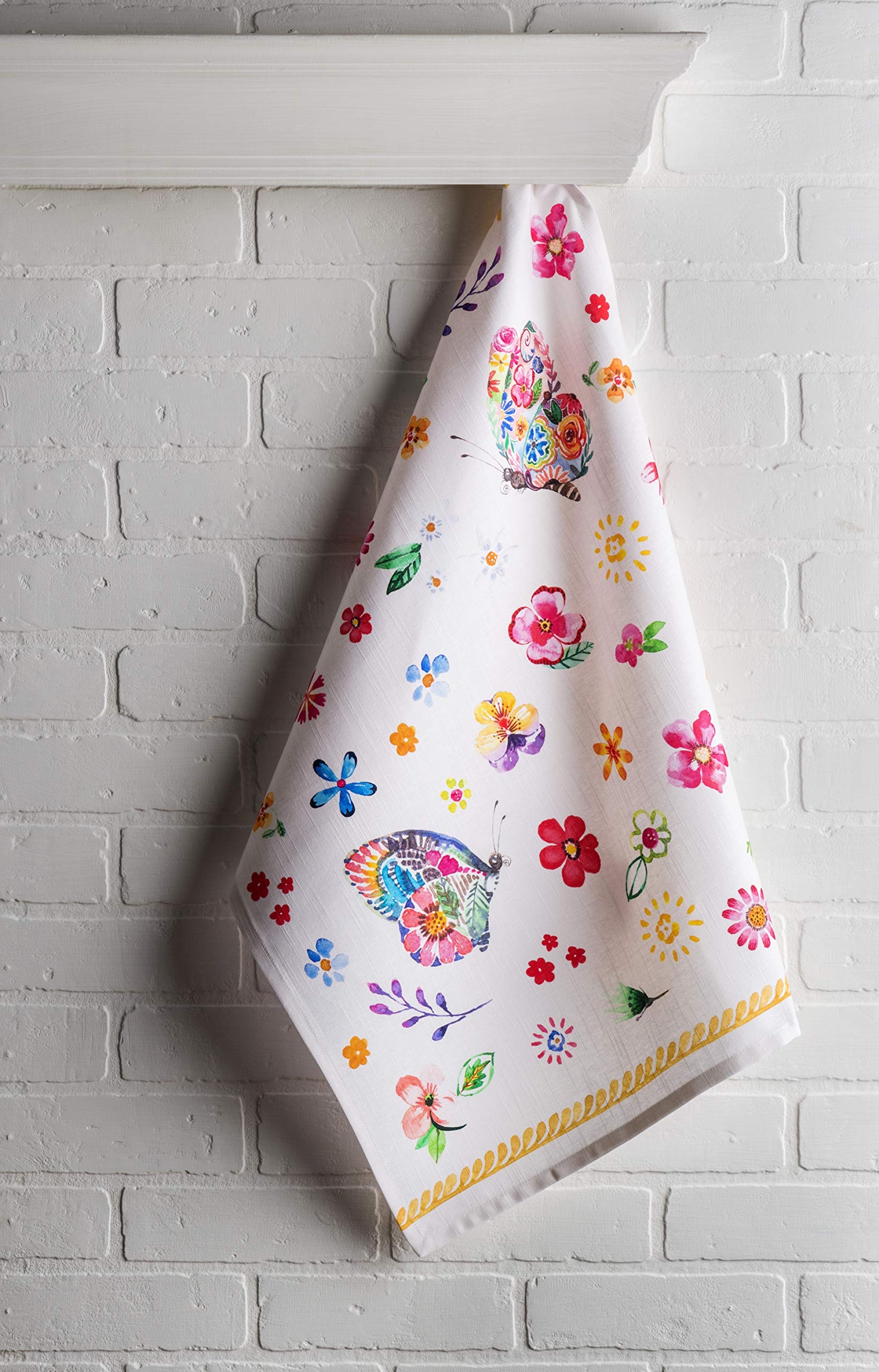 Maison d'Hermine Happy Florals- 2 Sweety 100% Baumwolle Set von 3 Multi-Purpose Küchenhandtuch weiche absorbierende Geschirrtücher | Bar Handtücher | Frühling/Sommer (50 cm X 70 cm)