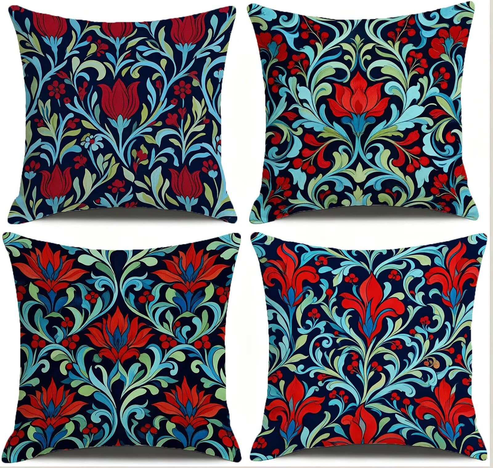 Cojines Exterior Rojo Funda Almohada 45x45 Impermeables Juego de 4, Cod-480