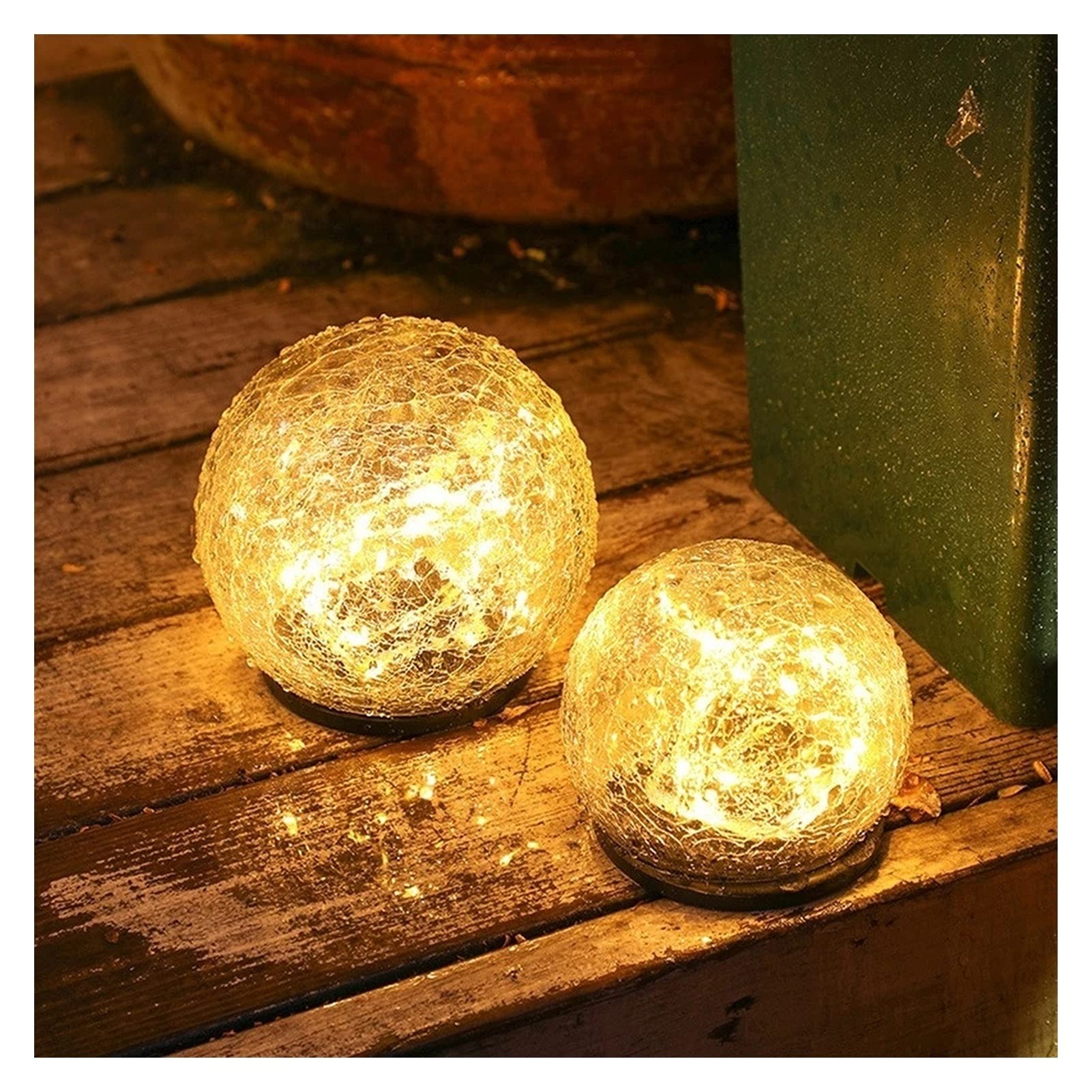 4er-Pack Solarleuchten for den Außenbereich, Garten, wasserdicht, warmweiße LED-Krakelglaskugel for Outdoor-Dekorationen, Hof, Weg, Terrasse, Rasen Lampen