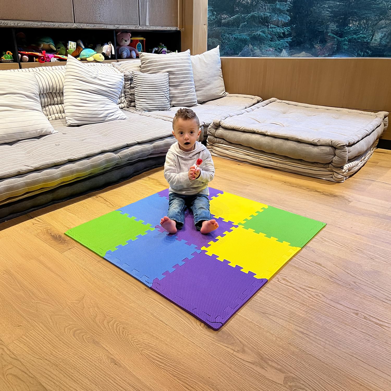 MioTetto Baby Play Mat, Comfortable Playtime Mat – Portable Foam Floor Tiles, Safe Baby mat for Floor for Crawling &amp; Development, Soft Play mat for Babies, Stylish Interlocking Foam Tiles