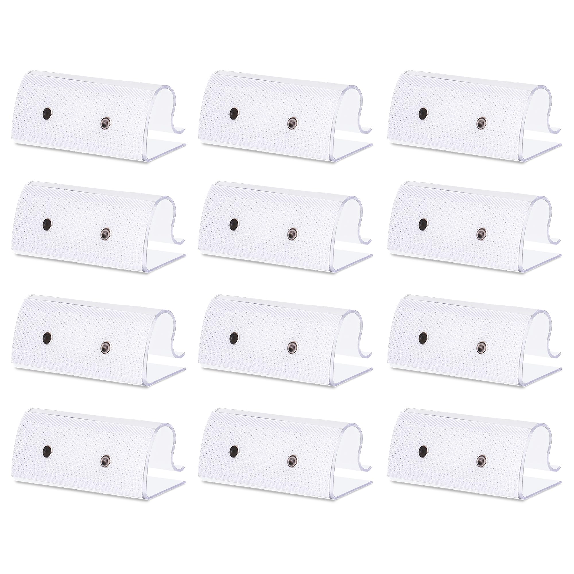 Trimming Shop Tablecloth Clips Transparent Plastic Clips With Hook & Loop Strips Table Cloth Holders for Wedding Banquet Outdoor Tables, Securing Table Skirts Cloths 6.5cm x 2.5cm x 2.5cm, Pack of 12