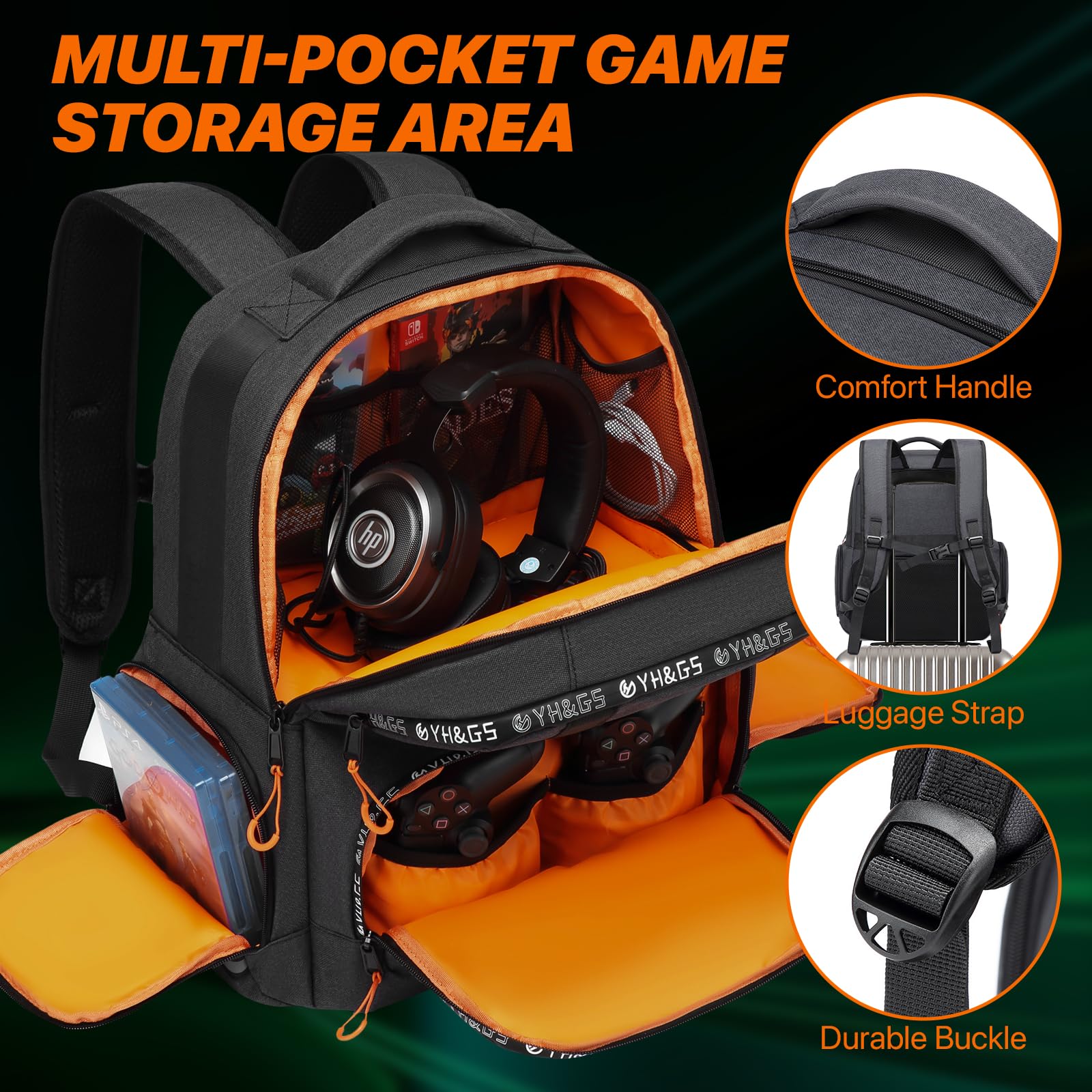 Mochila de transporte compatible con consola Xbox Series X/S, funda de transporte de viaje con múltiples bolsillos de almacenamiento para controladores Xbox, disco duro portátil, auriculares y
