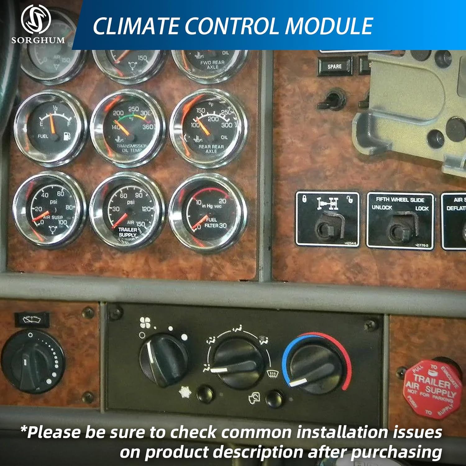Sorghum Climate Control Module - A/C Control Panel Module Air Conditioning Heater Control Switch Compatible with 02-06 Kenworth T300 C500 T600A T800 W900 Replace OEM 599-5511 F21-1007-1 F21-1025-100