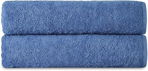 Classic Turkish Towels Juego de 2 toallas de baño de lujo, 100% algodón turco, de secado rápido, suaves y súper absorbentes, color azul marino