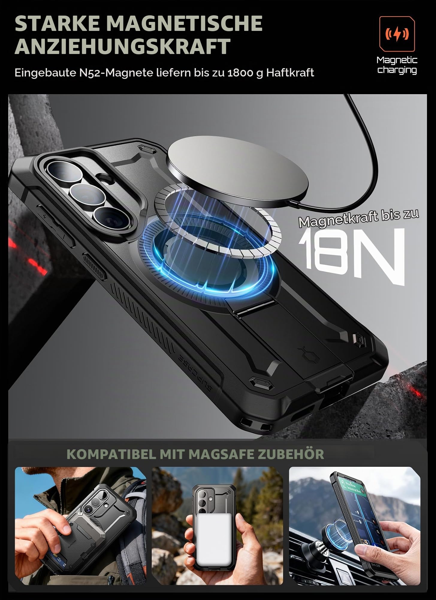 SUPCASE für Samsung Galaxy S26 Hülle Kompatibel mit MagSafe, Schwarz