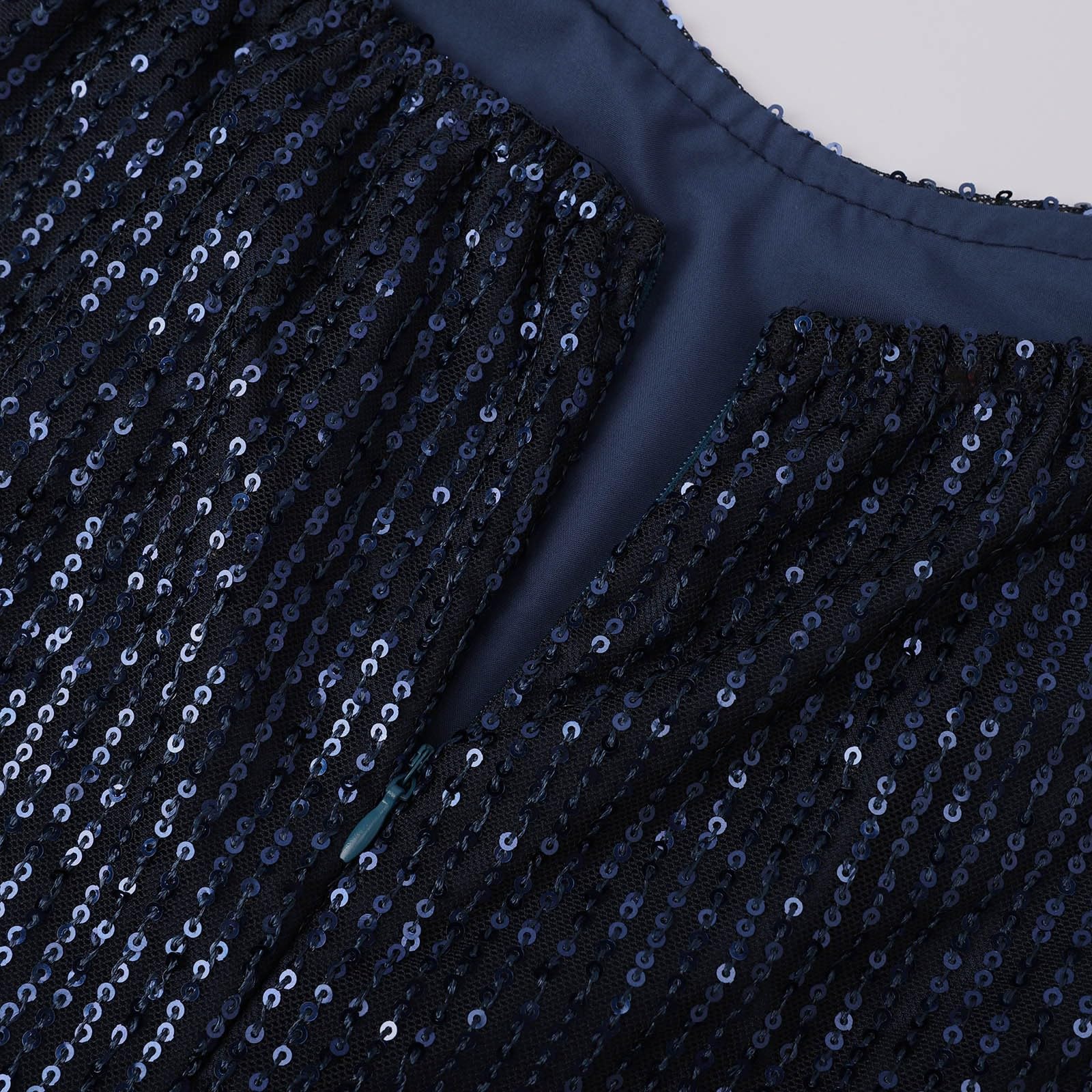 Generico Abito da Ballo Donna con Paillettes Scintillanti Elegante Vestito Formale Midi Spalle Scoperte per Serate e Occasioni Speciali
