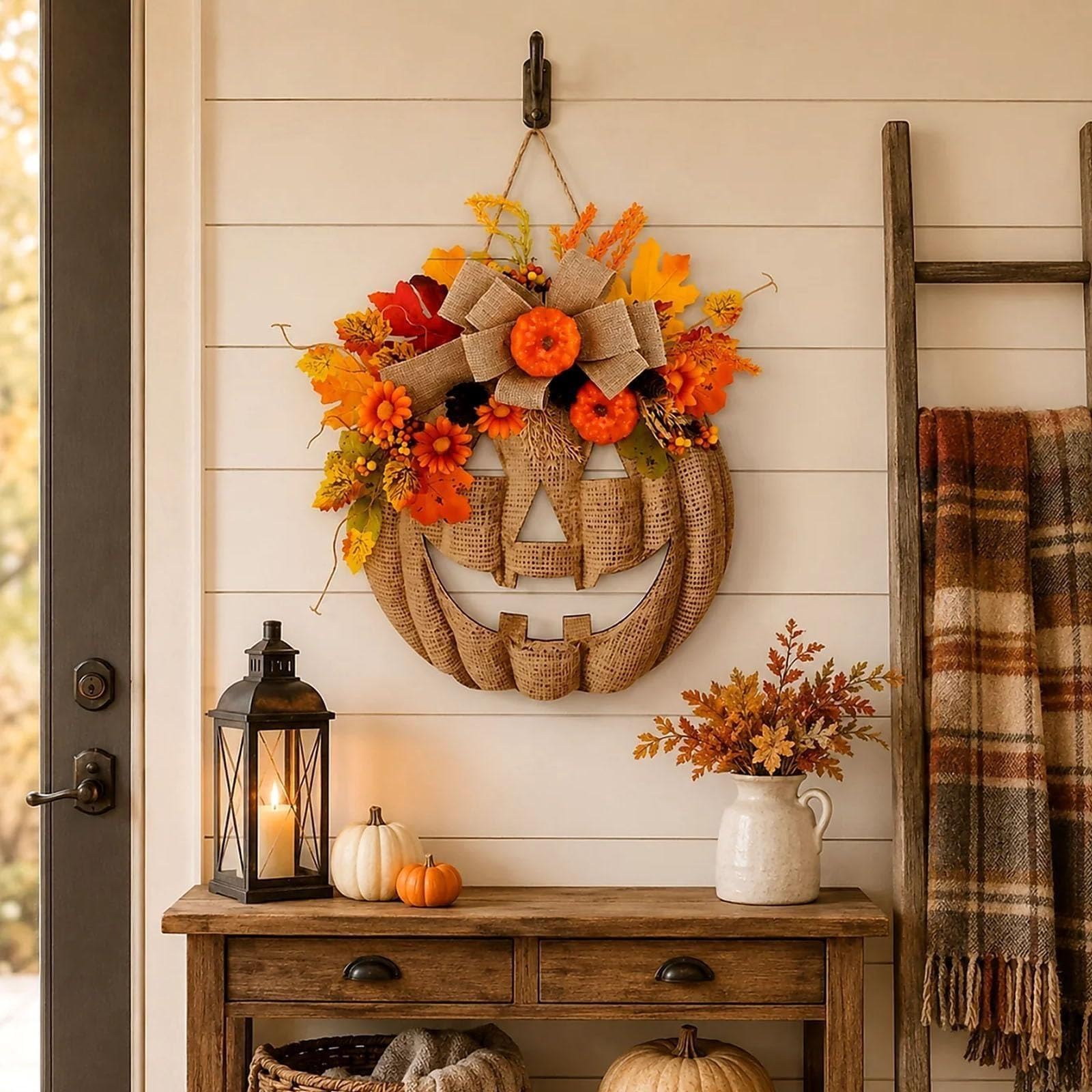 Corona de Calabazas iluminada Decorativa Colgante tamaño único