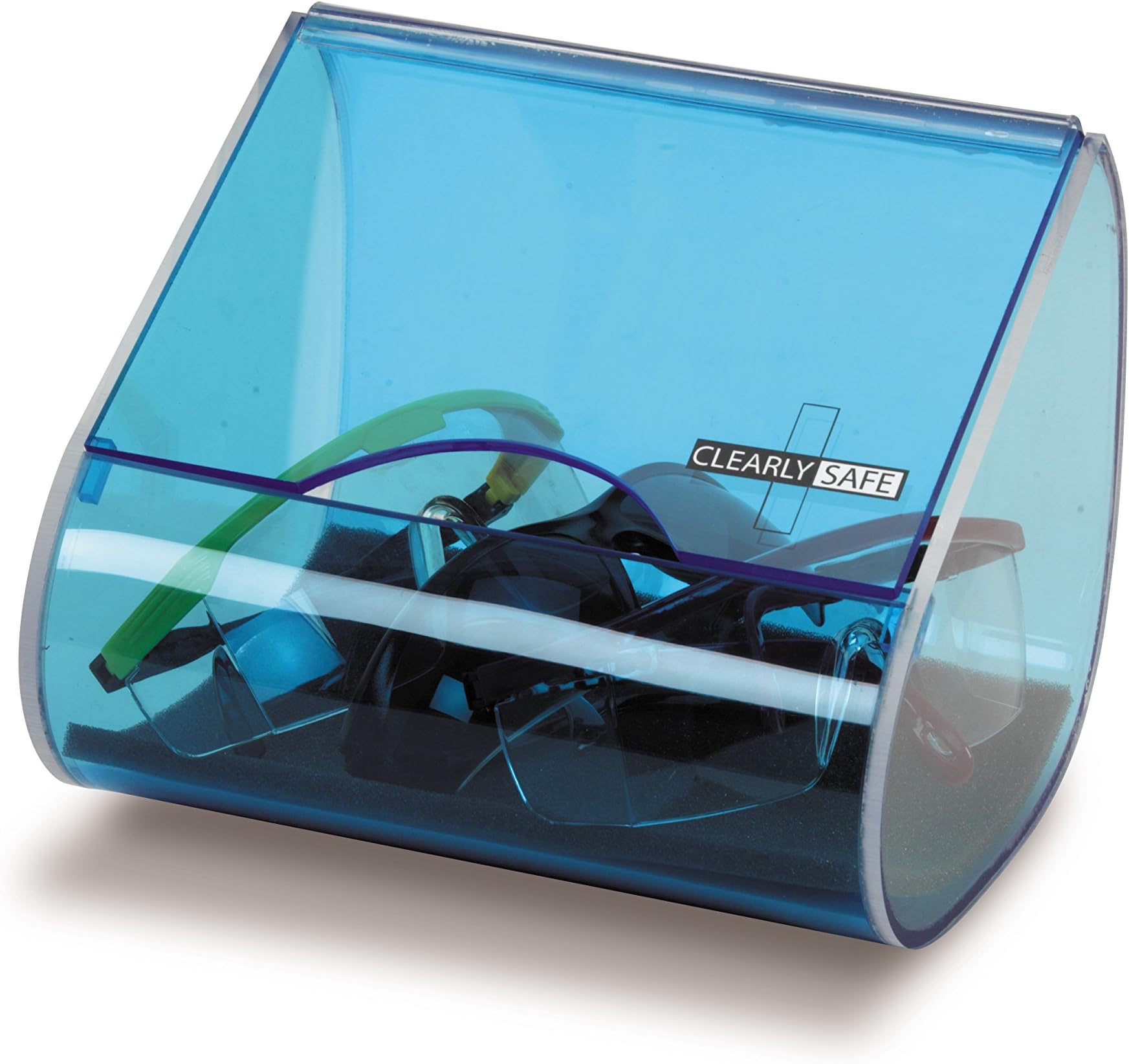 Heathrow ScientificHD1041 Acrylic Clearly Safe Small Safety Glasses Holder, 227 mm Length x 162 mm Width x 156 mm Height, Blue