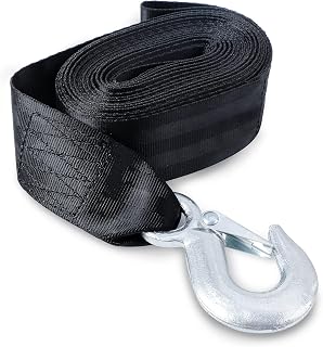 CarBole Trailer Winch Strap with Heavy Duty Hook 2" x 20' Replacement Boat Tow Rope 10000LB Break for Towing Vehicles Truck Jet Ski