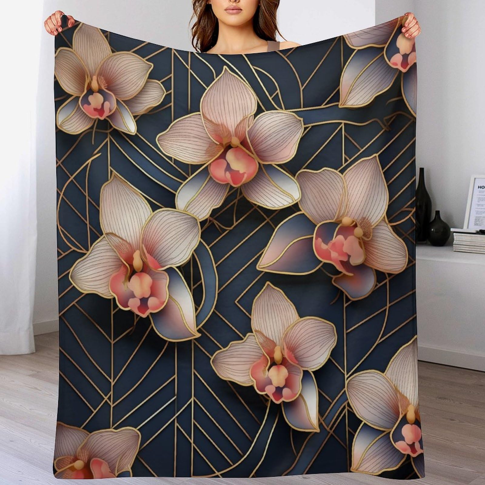 Couvertures de Canapé en Peluche Flannel Douce Couverture Polaire Fleur Nid Douillet