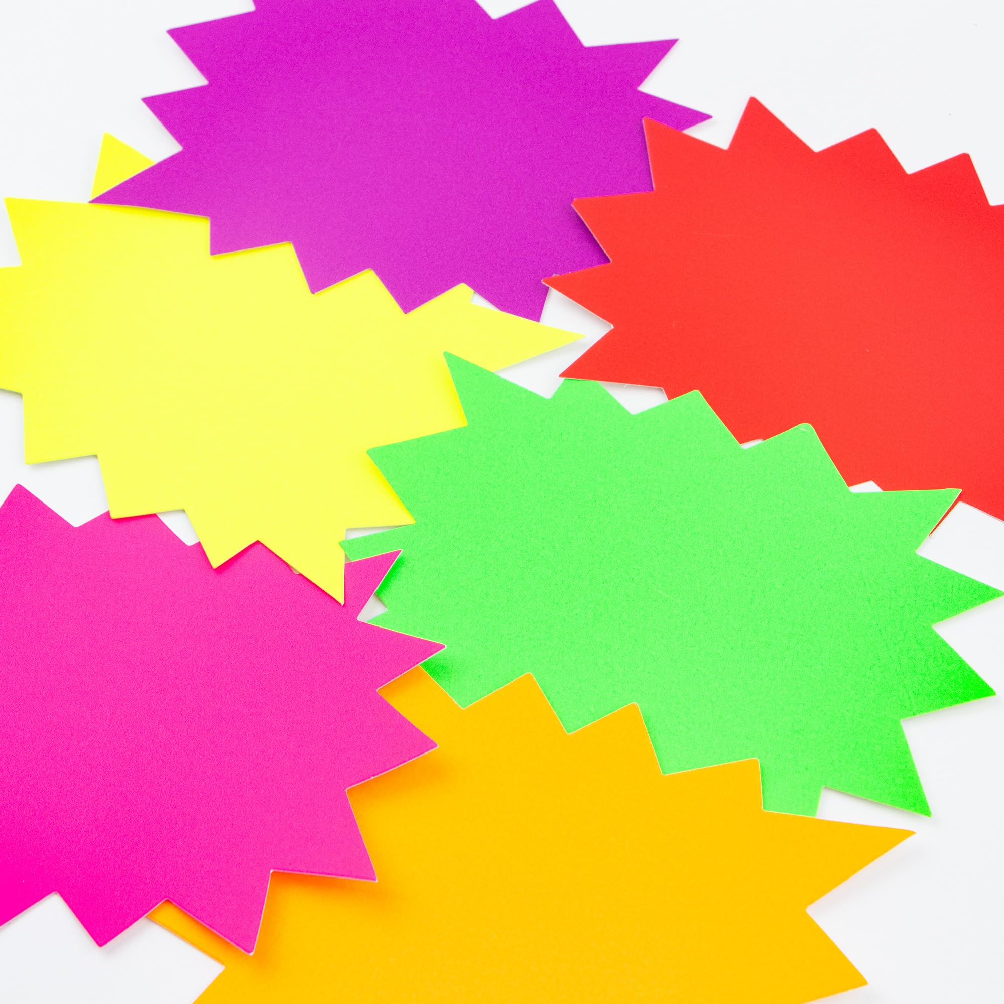 50 Étiquettes Éclatées En Forme D'Étoile Néon - Étiquettes Prix Vierges Fluorescentes Pour Ventes, Garage Sale, Fêtes Et Magasins