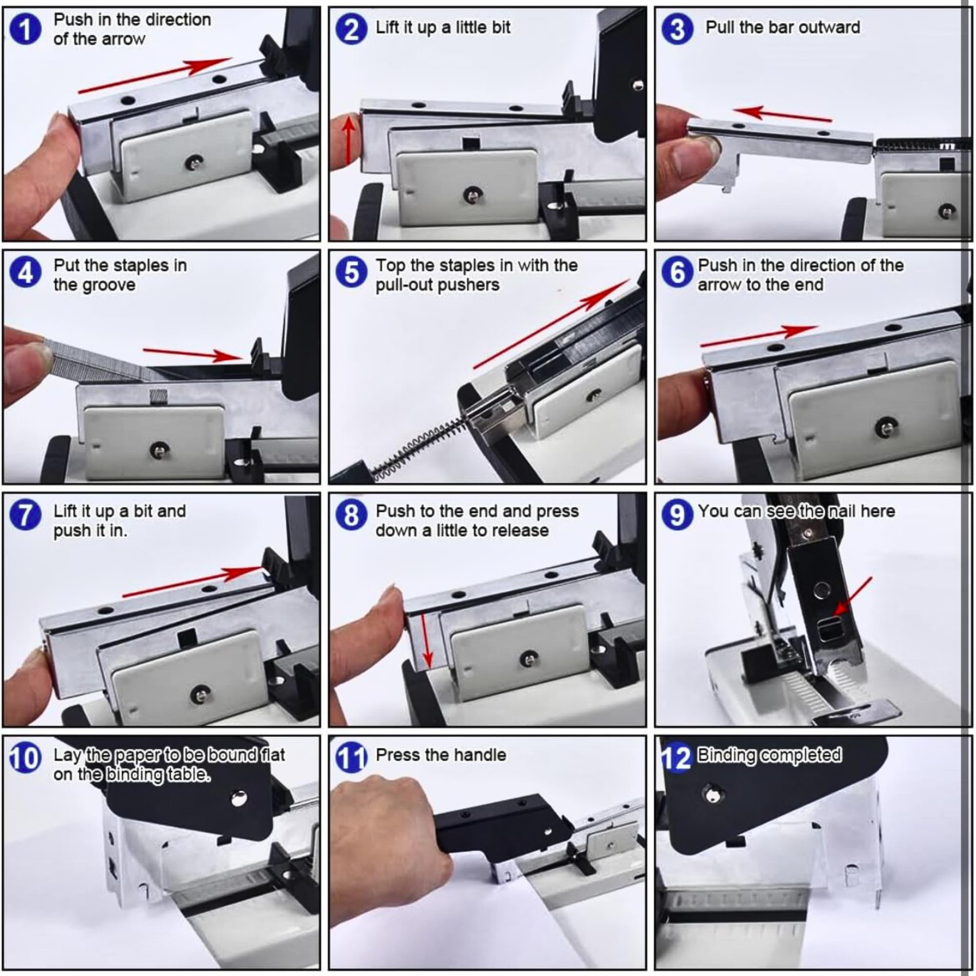 WALLZY Precise Alignment Big Stapler for Book Binding with 4000 6-13mm Staple Pins, 100 Pages Heavy Duty Stapler Big Size, Metal Large Stapler Book Binding Machine for Office (Stapler with Pins) 2