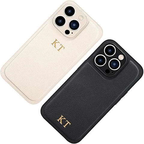 Custom Embossed Case for iPhone - Personalized Lettered Leather Case for iPhone 15,...