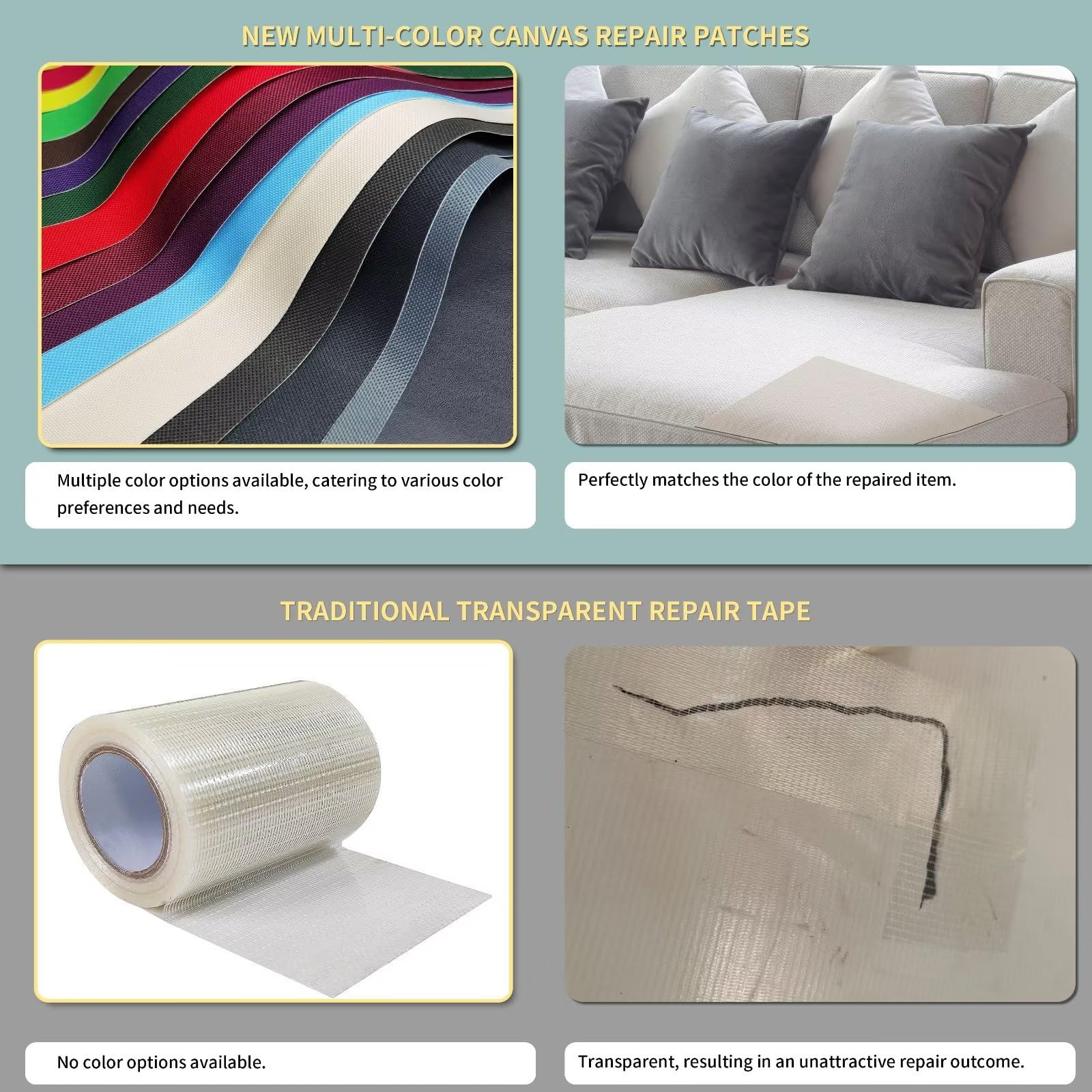 Azobur 2 Pieces Waterproof Extra Large Canvas Repair