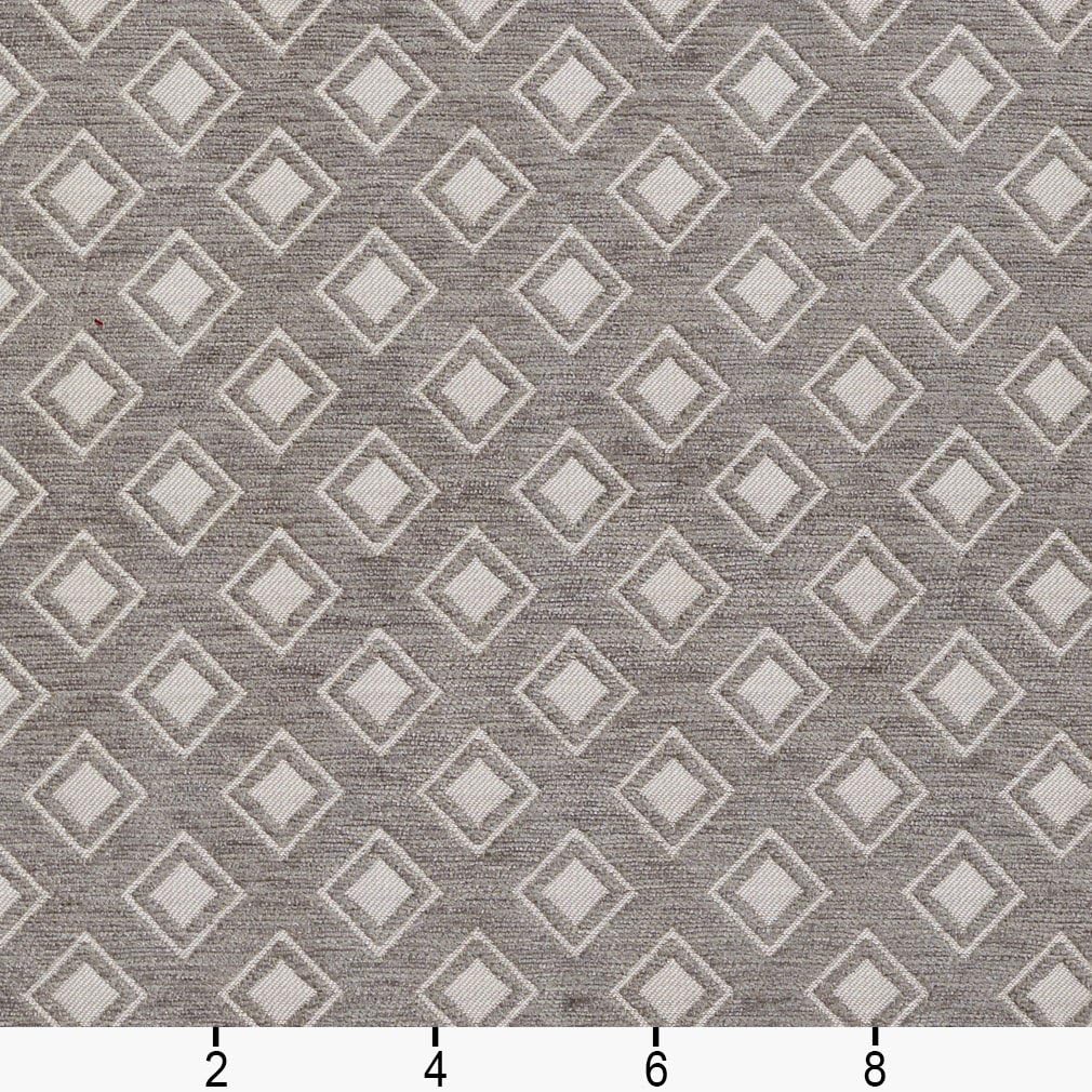 Grey and Silver Woven Small Diamonds Chenille Upholstery Fabric by The Yard - SKU: Ariana Dove