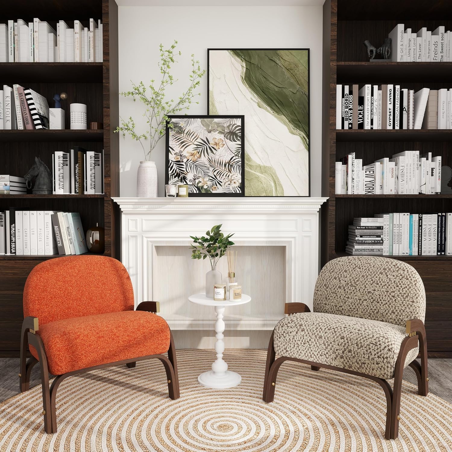 Lot de 2 Table d'Appoint Blanche Petite Table Basse Ronde, Gueridon Salon Tables de Chevet en Métal, Largeur 40 cm, Hauteur 54 cm (Blanche)