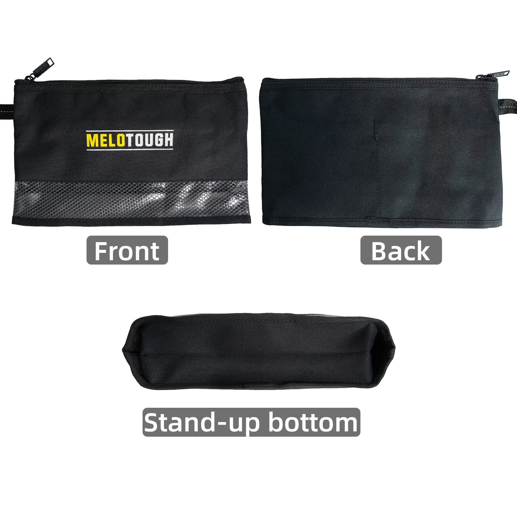 MELOTOUGH Pequeña bolsa de herramientas con cremallera, bolsa de herramientas pequeña con cremallera, bolsa organizadora de almacenamiento duradera (4 paquetes)