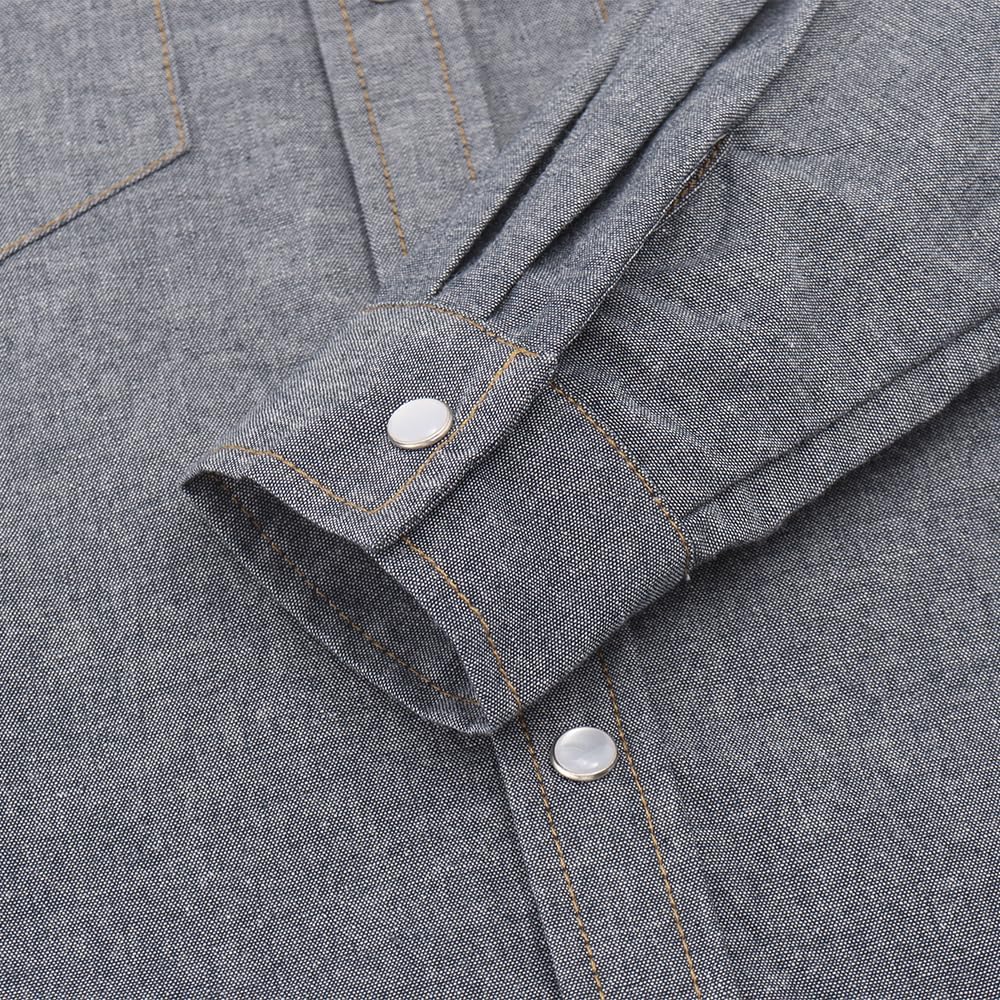 Spring&Gege Boys' Long Sleeve Chambray Shirt Western Cowboys Pearl Snap Button Down Shirts (5-14 Years) - Image 5