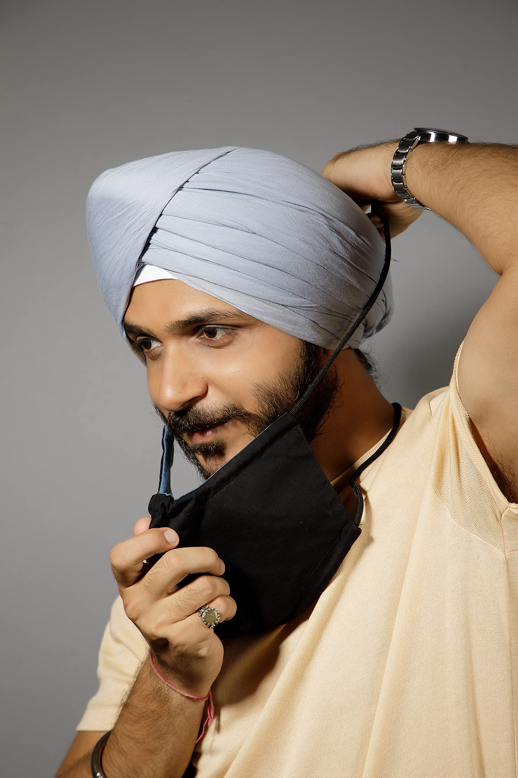 The Cover Up Project Reversible Reusable Cloth Thata Beard Cover for Face for the Turban Man - PAAJI