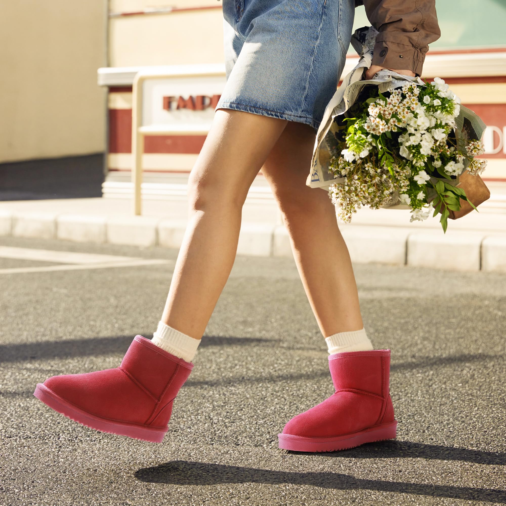 DREAM PAIRS Botas de nieve de invierno para mujer, de piel de ante auténtico, clásicas, cálidas, antideslizantes, cómodas, para exteriores e interiores