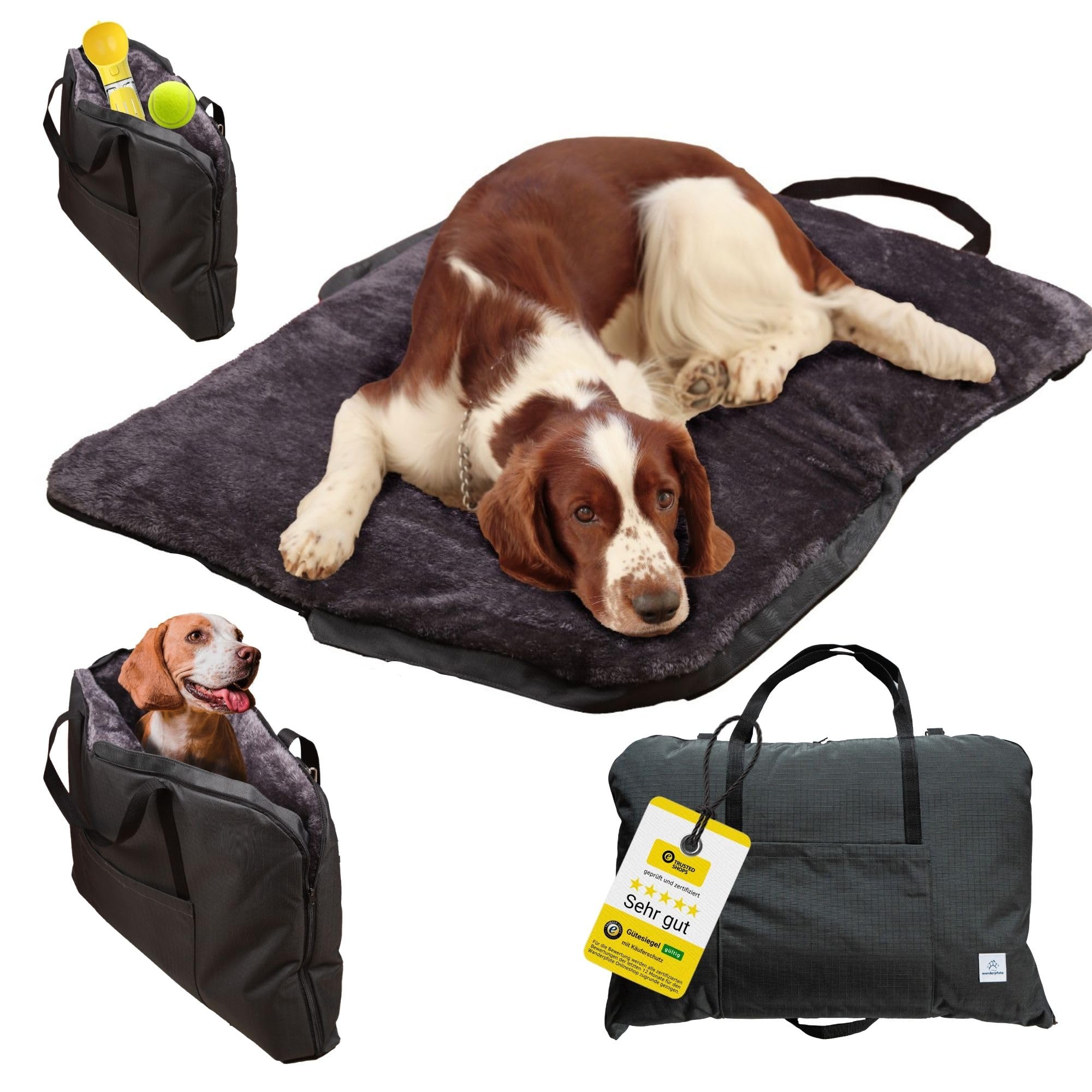 Wanderpfote Cuccia Ortopedica 3 In 1 Per Cani – Letto Da Viaggio, Borsa Trasporto E Tappetino, Taglia L, Design Moderno