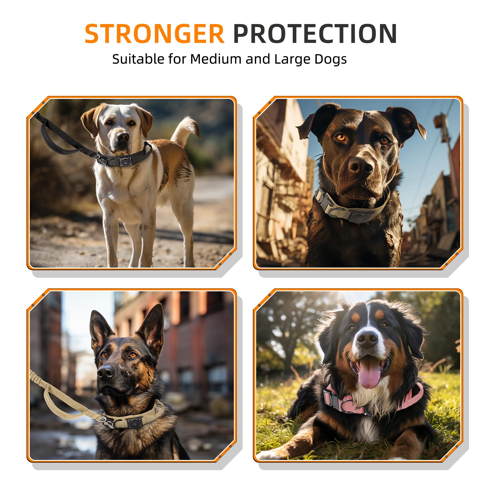 Collare per cani tattico AirTag, collare per cani con etichetta Apple Air Integrato al 100% impermeabile con supporto rigido per AirTag PC, collare militare regolabile con manico, collare GPS per cani