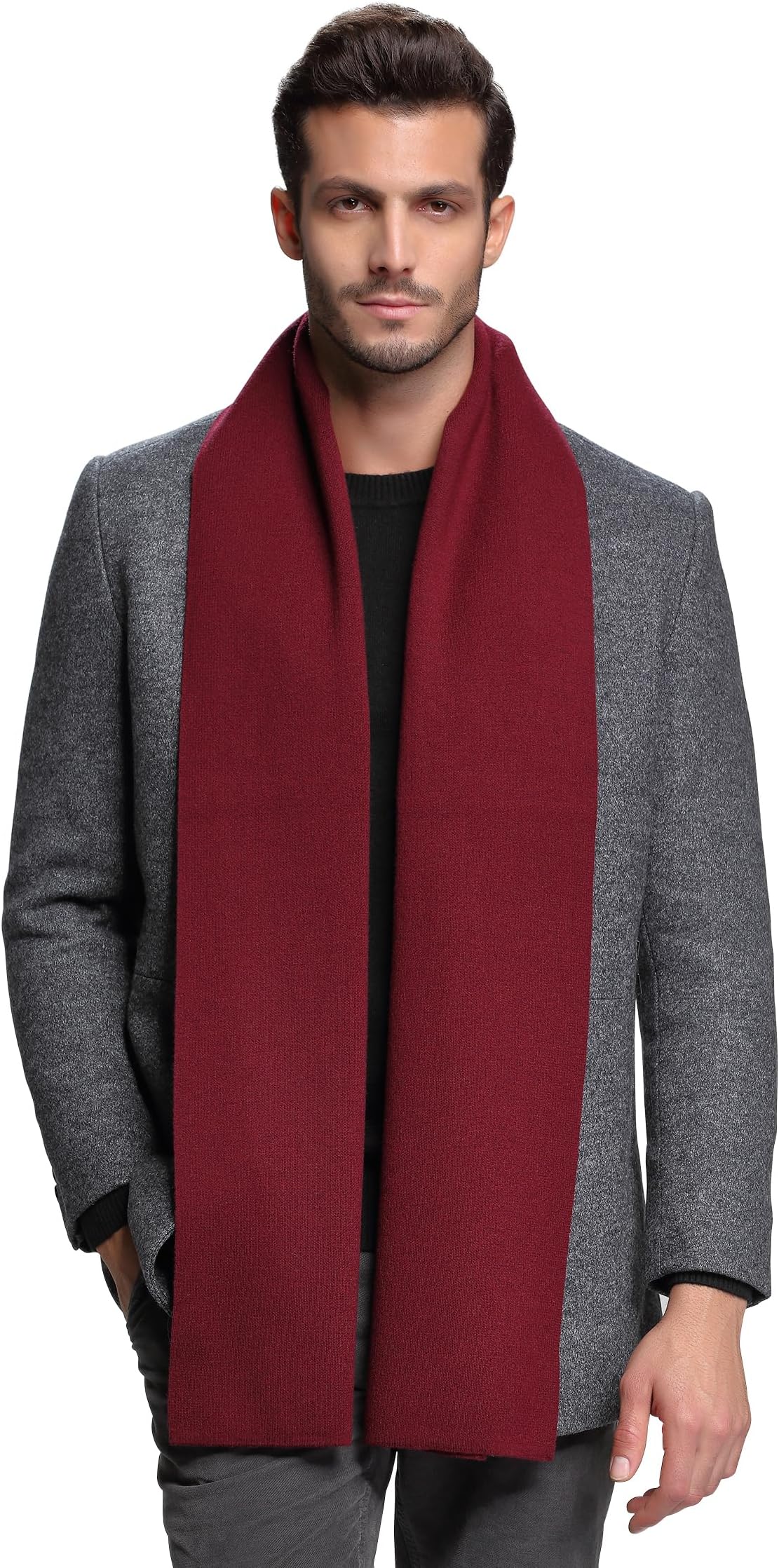 RIONA Men's Winter Cashmere Feel Australian Merino Wool Soft Warm Knitted Scarf