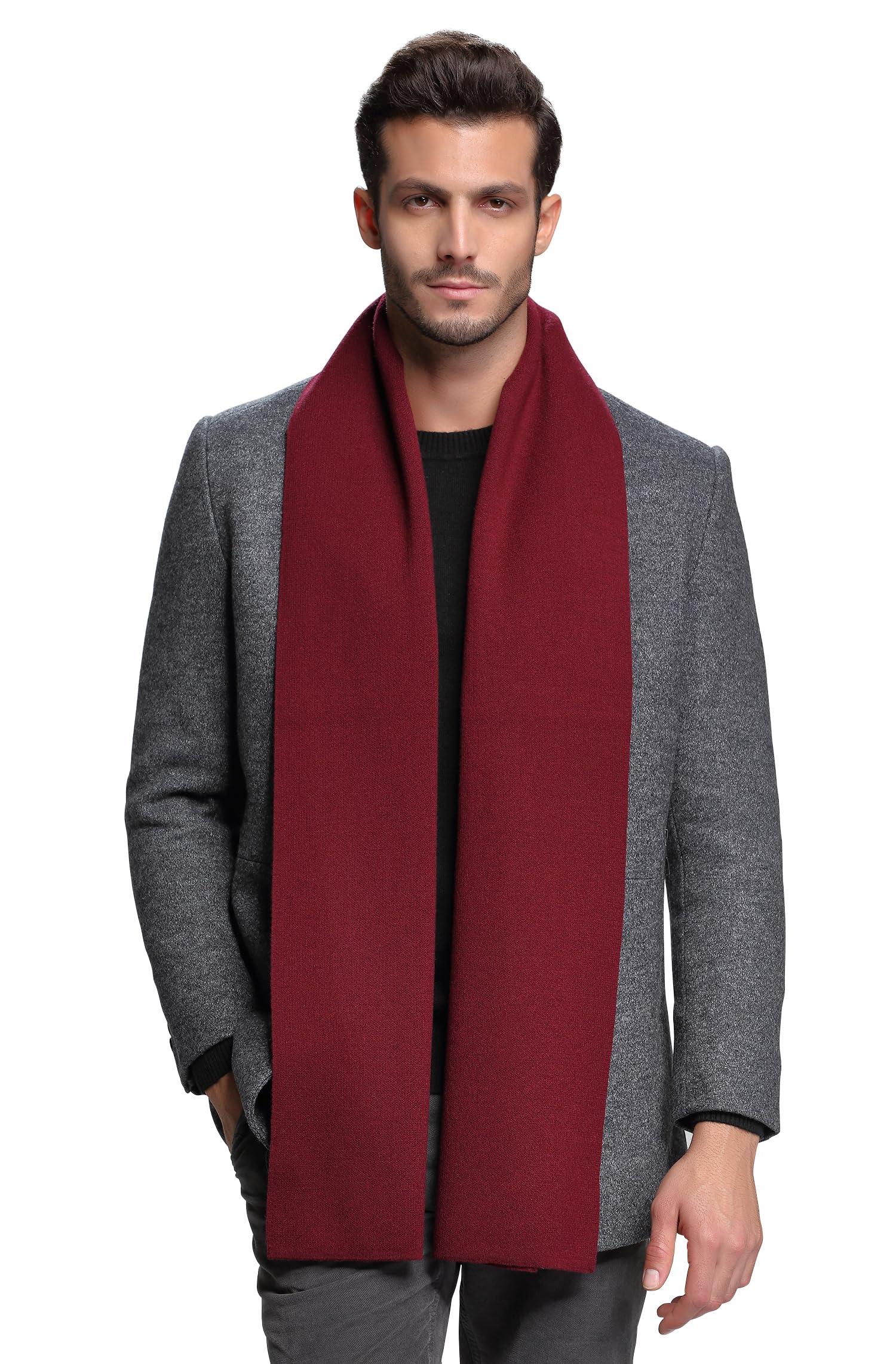 RIONA Men's Winter Cashmere Feel Australian Merino Wool Soft Warm Knitted Scarf