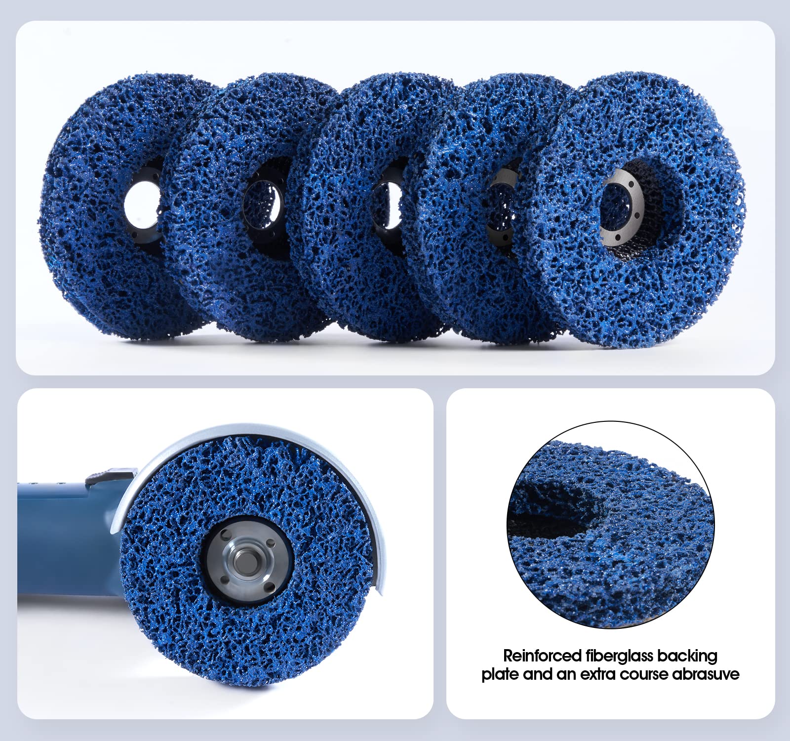 S SATC Disco de tira azul de 5 x 7/8 pulgadas, disco de tira de carburo de silicona de alta calidad para amoladora angular, 5 unidades
