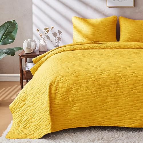 Miniatura 16 de JYHOPE Juego de edredón naranja tamaño Queen/Full, juego de edredón ligero de verano, colcha suave y transpirable para todas las estaciones, Patrón