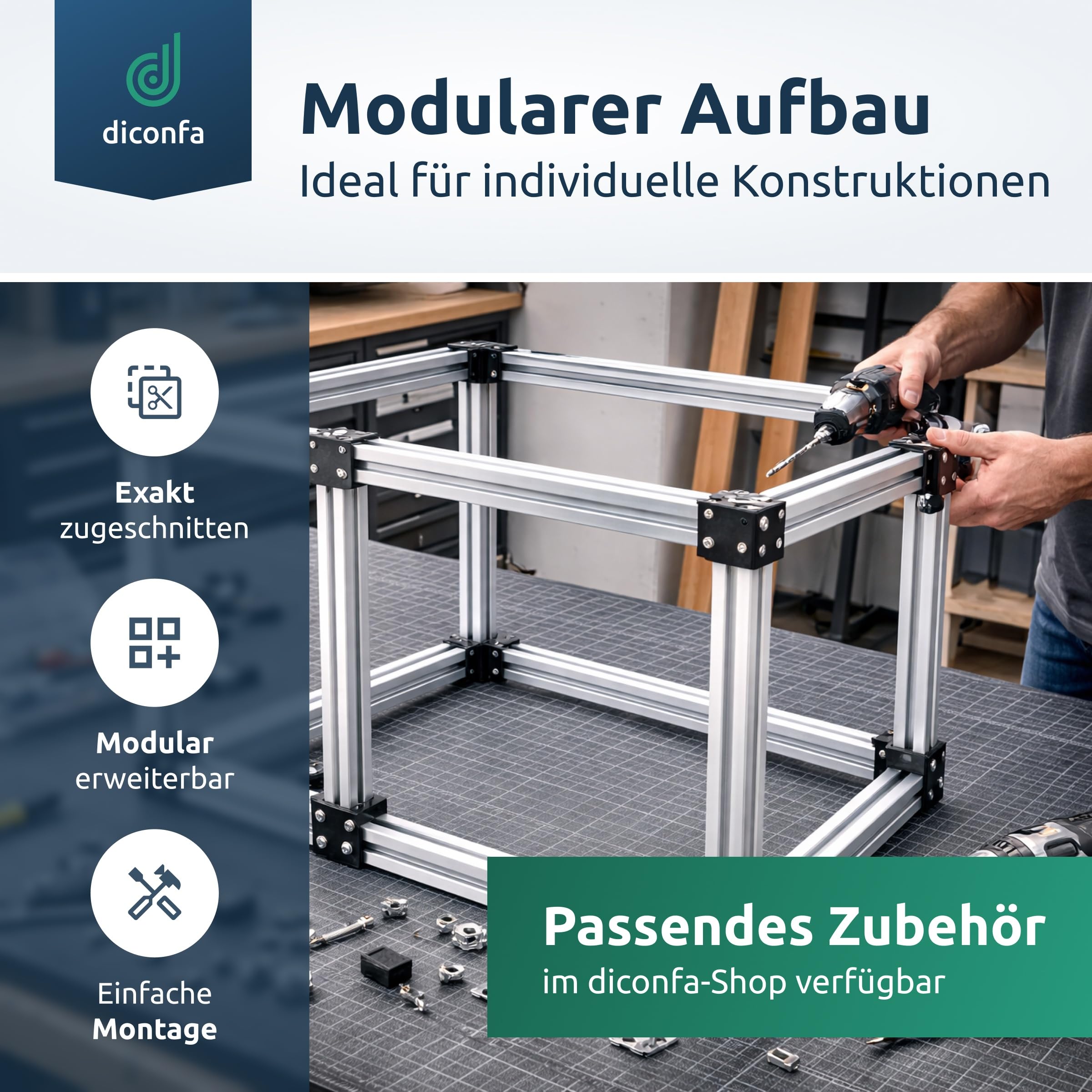 diconfa 40x40 Aluprofil Nut 8 WUNSCHLÄNGE (MM) + MENGE WÄHLEN - 6 Stück, 601mm bis 700mm lang T-Nut Schiene - 40x40mm Aluminiumprofil Systemprofil Aluminium Alu Profil kompatibel mit ITEM-Profil