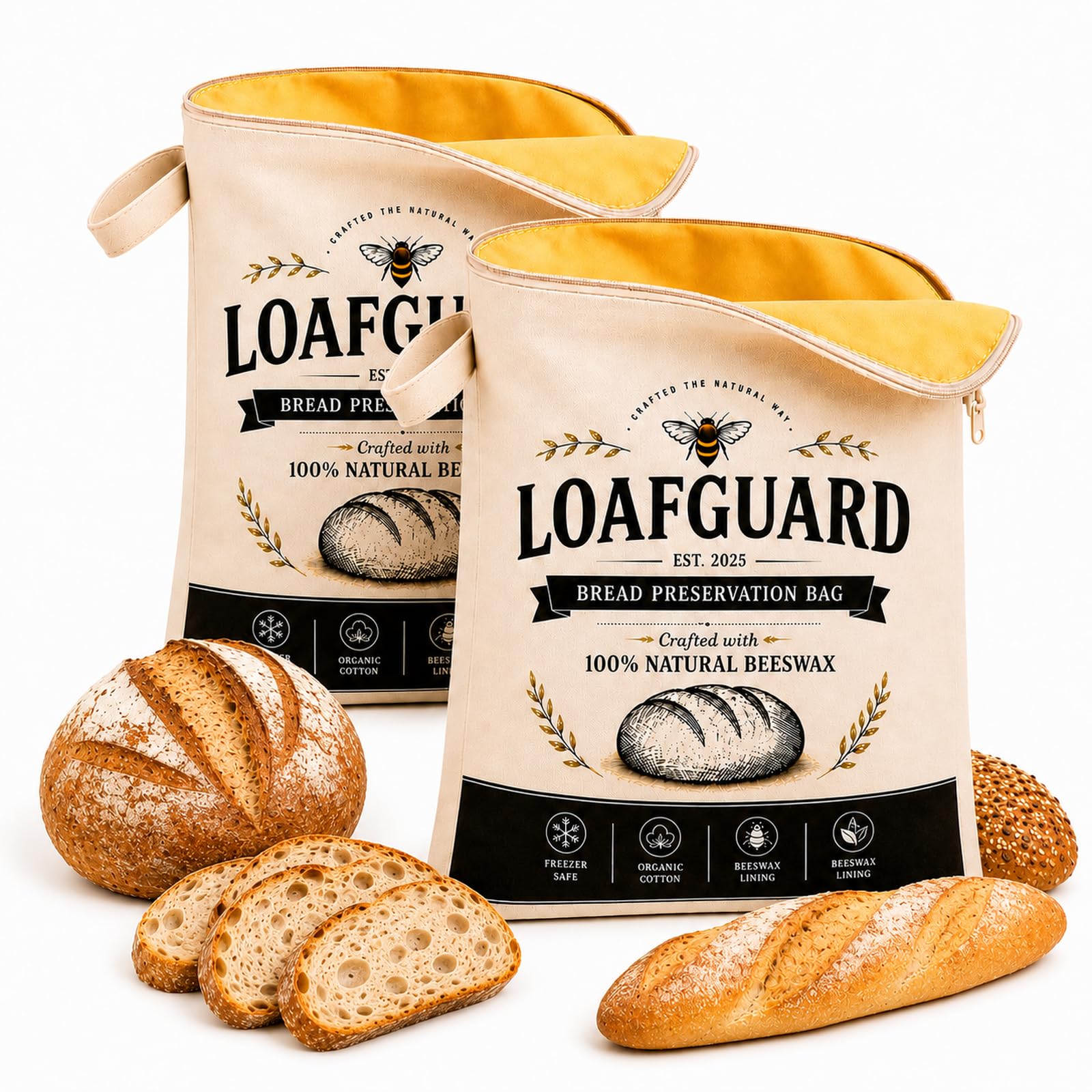 Loafguard Beeswax Bread Bag, Preservation Bag Uk Made, 17'' X 13'' (red)