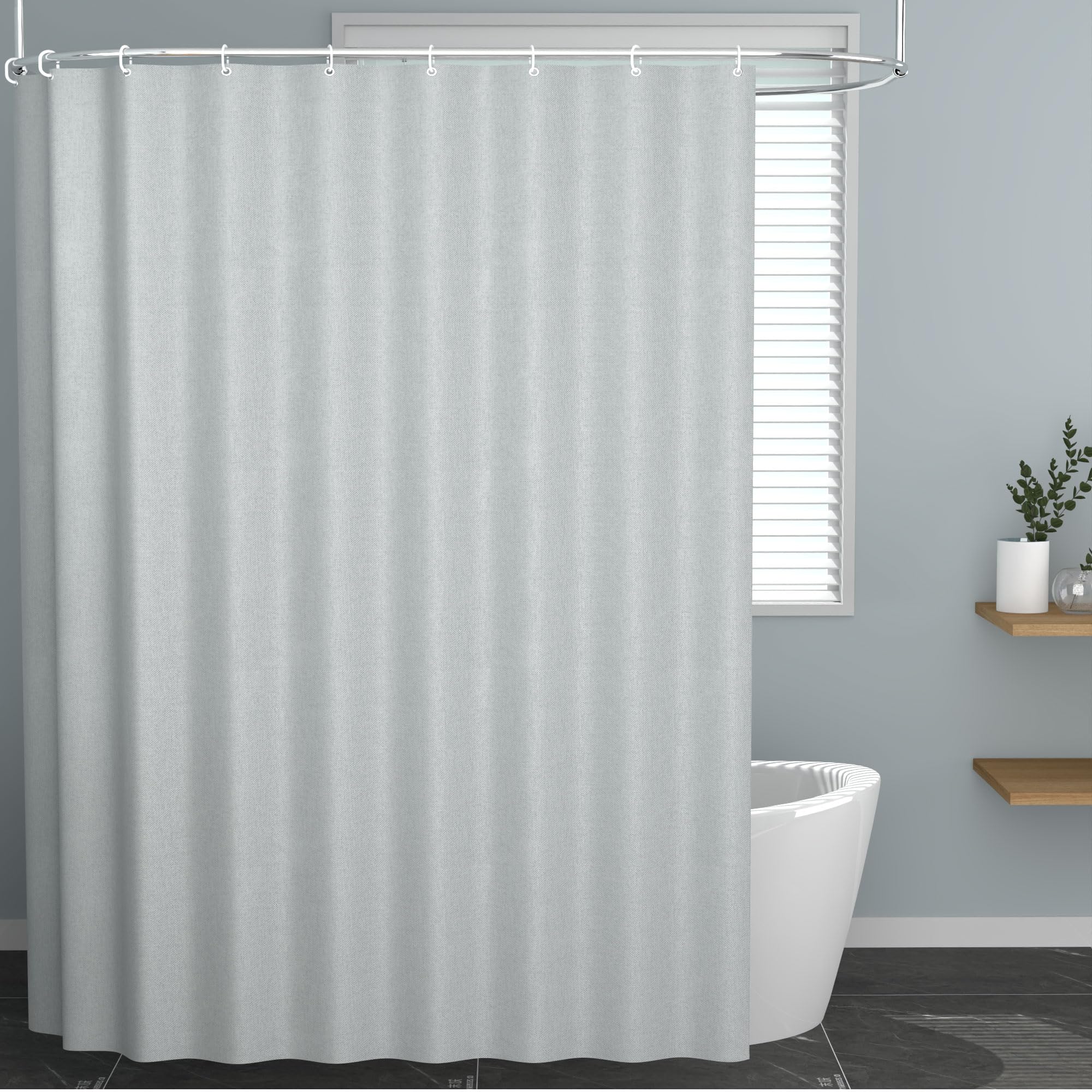 AwmnSrman Light Grey Shower Curtain - Shower Curtains for Bathroom with 12 Shower Curtains Hooks, Quick-Drying Modern Elegant Design Polyester W 200 x L 200cm (W 78.7" x L 78.7")