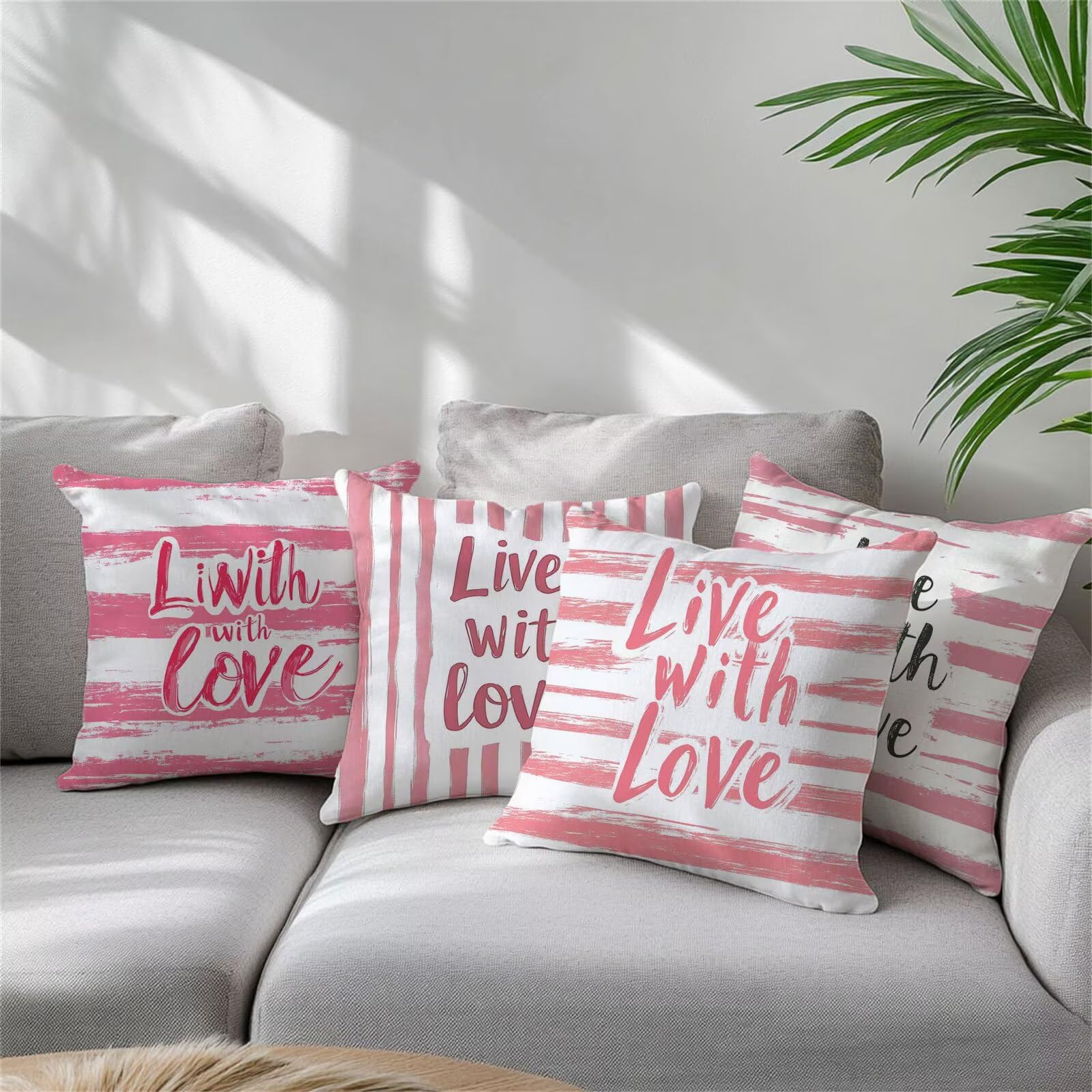 rosa Cuscini per Divano Esterno Giardino Cuscini per Divano Grandi 70x70 cm San Valentino Copricuscini Impermeabili Linoi Set di 4 Cuscino Decorativi per Interno/Esterno Balcone Patio Regalo Y-1020