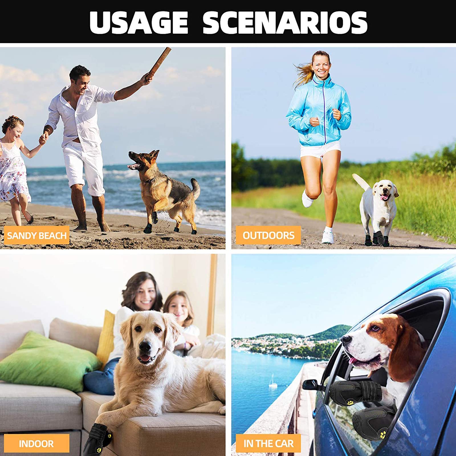 Botas para Perros de 4 Piezas, Zapatos Impermeables Con Correas Ajustables Reflectantes para Medianos y Grandes (A, 8)