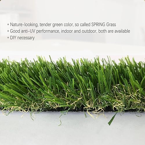 Miniatura 8 de KUGUO Tira de decoración de césped artificial para interiores y exteriores, césped falso (1.6in de ancho x 96.5in, hierba de aguja de pino)