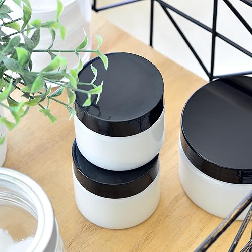 Miniatura 8 de Youngever Paquete de 24 frascos de plástico para crema de 4 onzas, frascos cosméticos vacíos con tapas, tarros de muestra