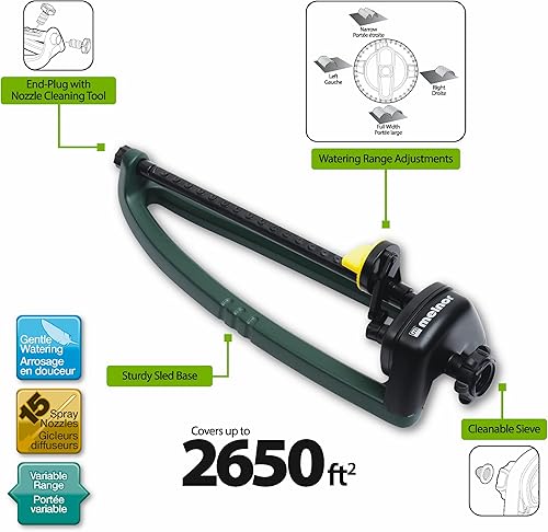 Miniatura 2 de Melnor - Aspersor oscilante con 15 boquillas de precisión y adaptador QuickConnect, Paquete de Yaxa
