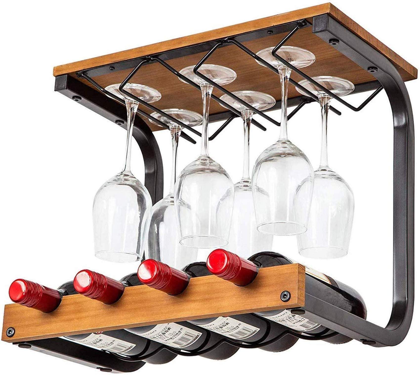 Casier à vin suspendu design porte-bouteille mural et porte-verre