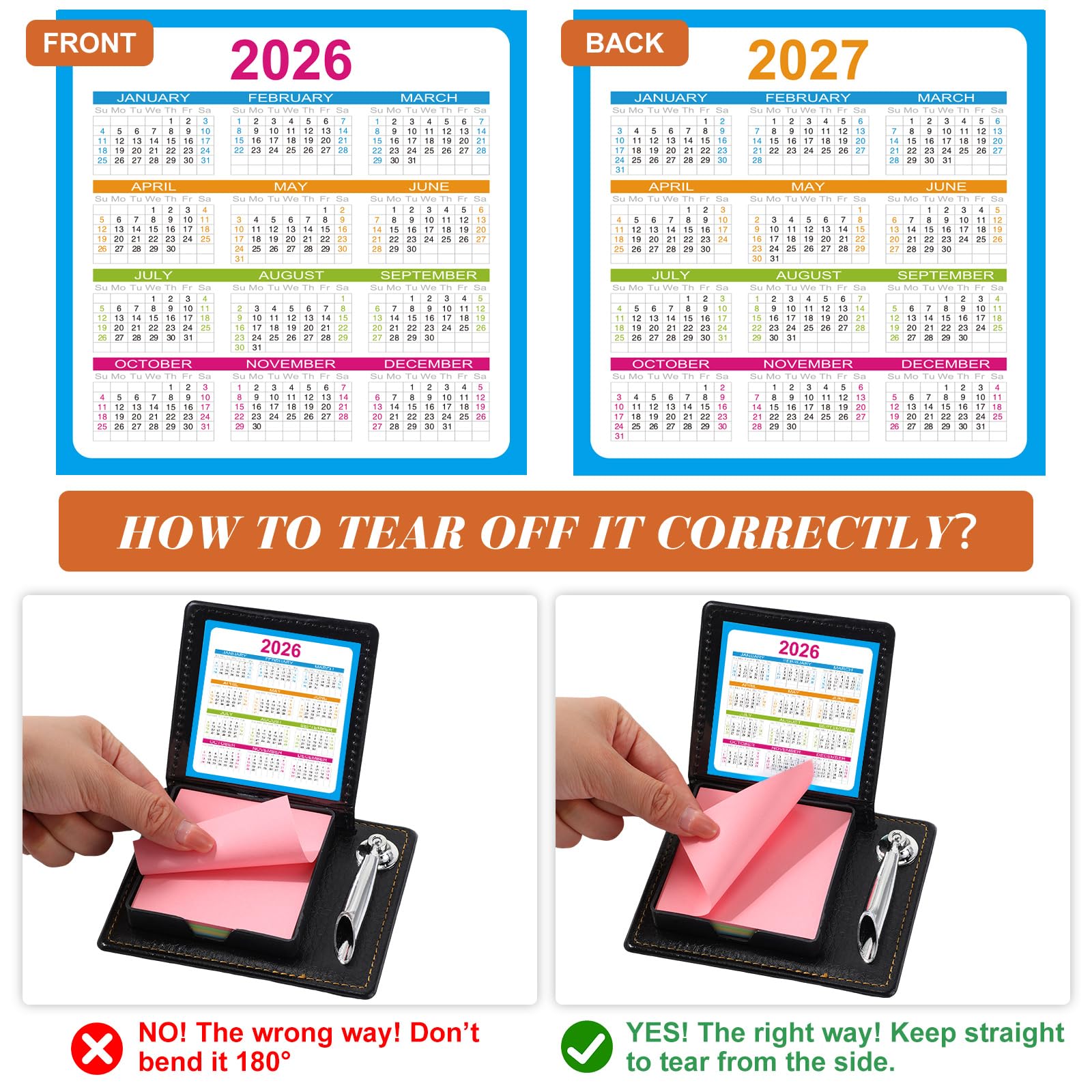 Tenceur 30 Pcs Valentine Employee Appreciation Gifts Bulk, Inspirational Thank You Sticky Note Holder, PU Leather Memo Box with Calendar for Women Men Coworkers Office Team Gifts