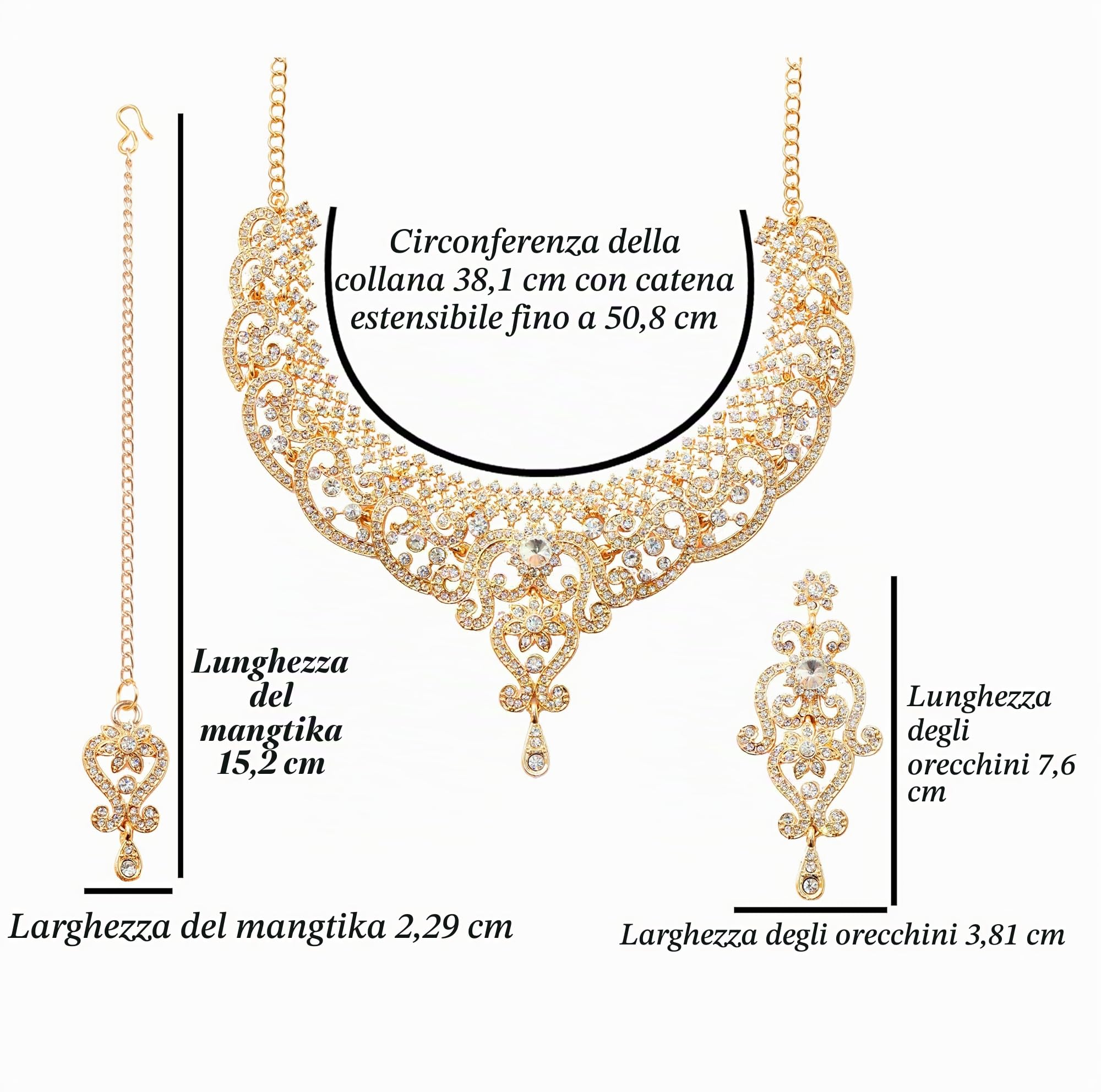 Touchstone Splendida collana di gioielli di design indiano in stile bollywood indiano impreziosita da cristalli bianchi per donna