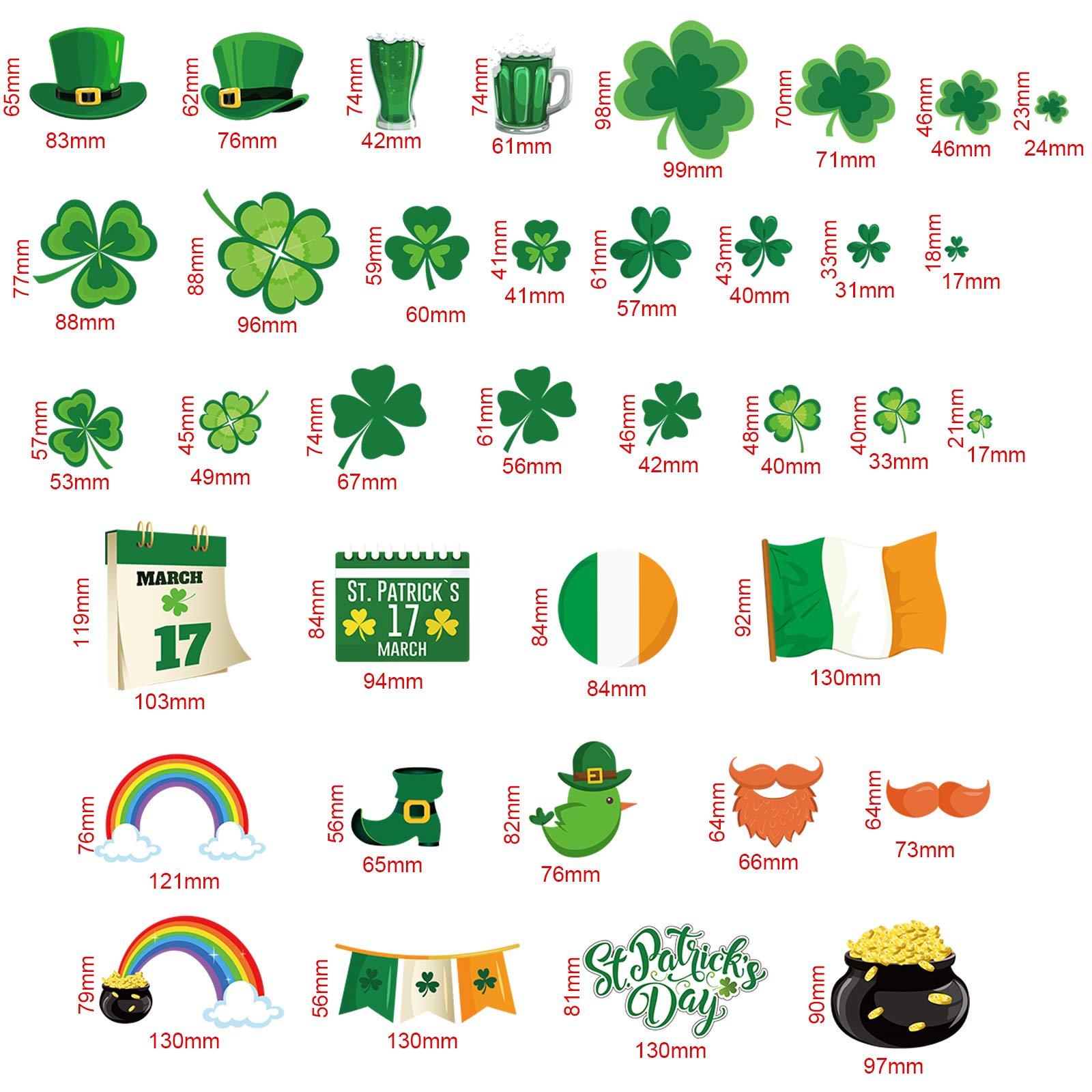 Zonon 201 Pieces St. Patrick's Day Window Clings Wall Vinyl Stickers Leprechaun Footprint Floor Decals Shamrock Clover St. Patrick Wall Decal Window Clings for St. Patrick's Day Home Party Decor