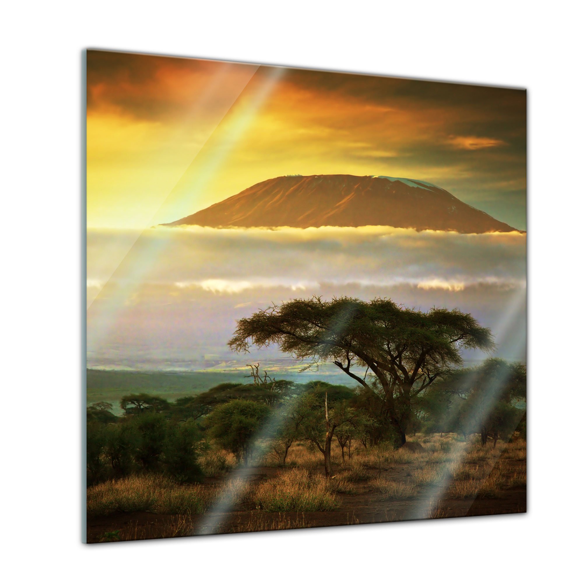 Bilderdepot24 Glasbild - Kilimandscharo in Kenya - Afrika - 50x50 cm - Deko Glas - Wandbild - Bild auf Glas - moderne Glasbilder - Glasfoto - Echtglas