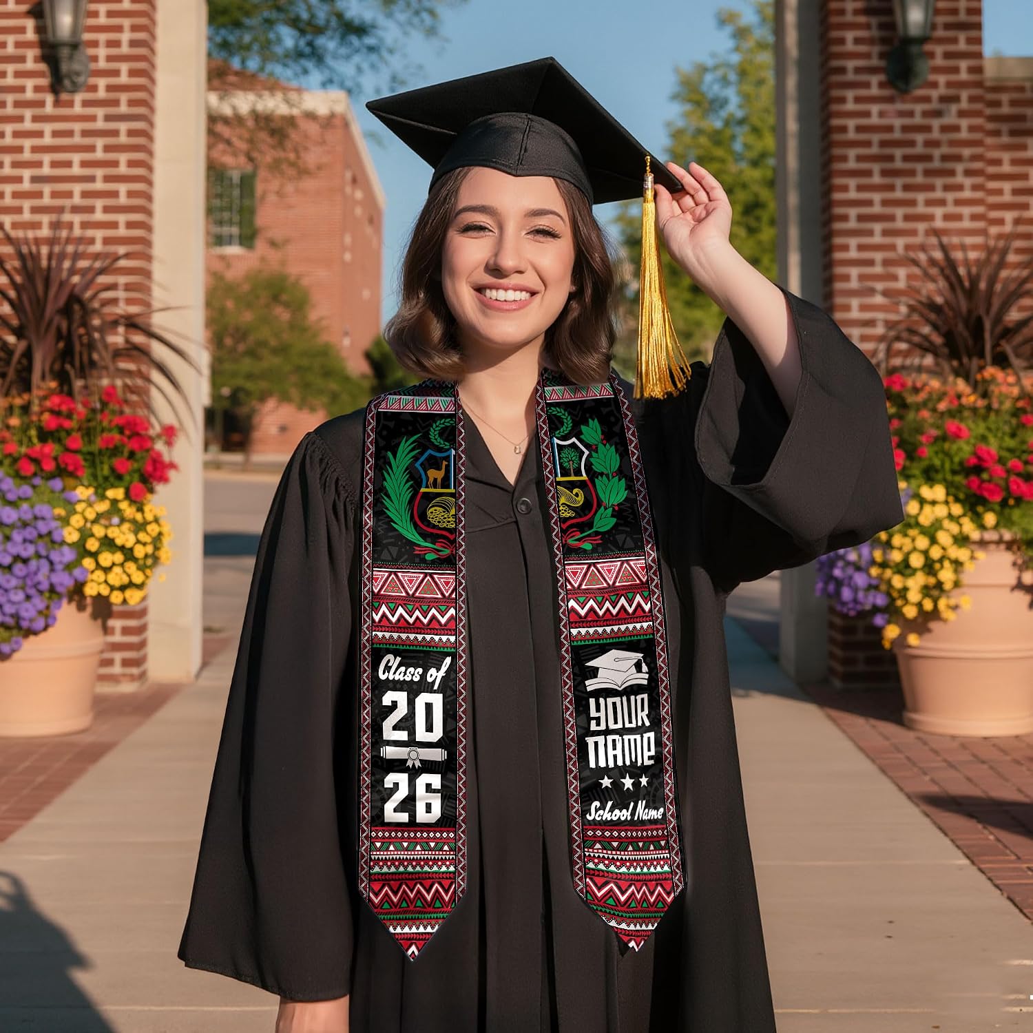 Customized Peruvian Graduation Stole, Peru Stoles For Graduation 2026, Peru Stole, Class Of 2026 Sash